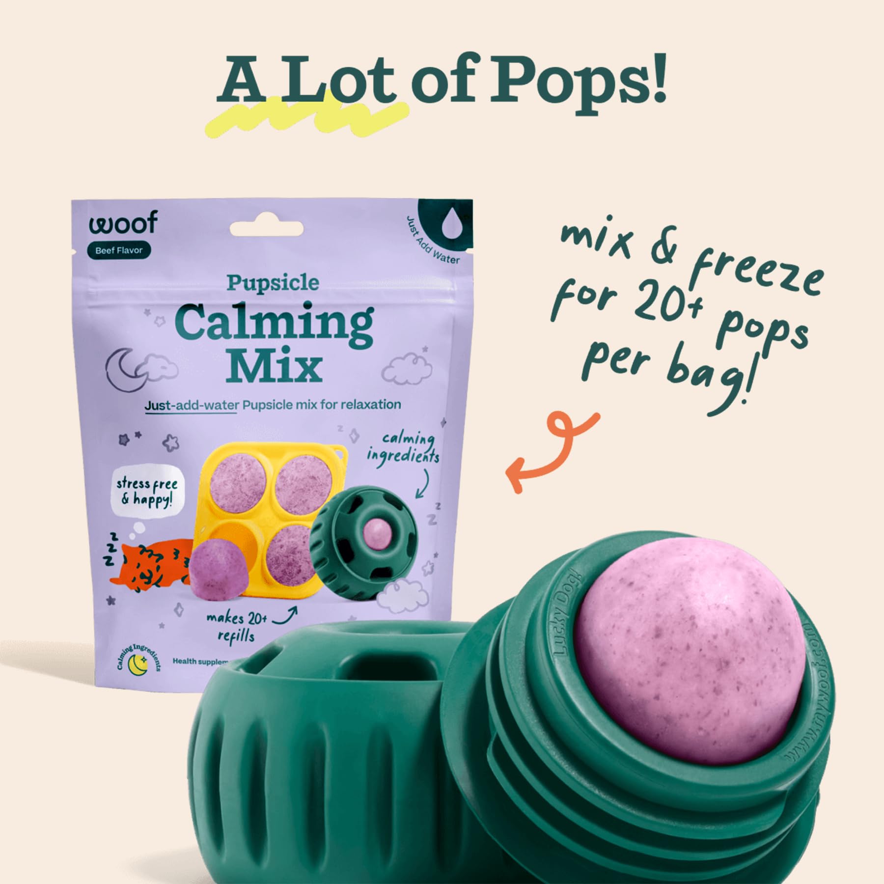 WOOF Dog Pupsicle Mix - Easy-to-Make DIY Pupsicle Refills - Tasty, Healthy Pupsicle Mix - Wholesome Ingredients - Long-Lasting -