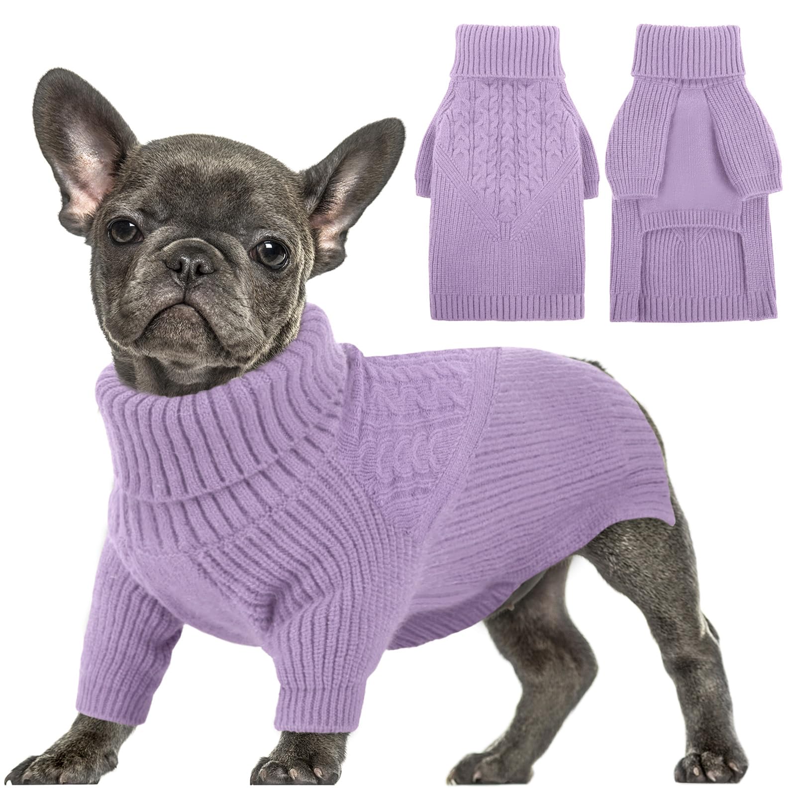 Queenmore Dog Sweater, Puppy Sweater For Small Dogs,Warm Winter Fall Dog Sweaters For Dog Girls Boys, Solid Turtleneck Knit Swea