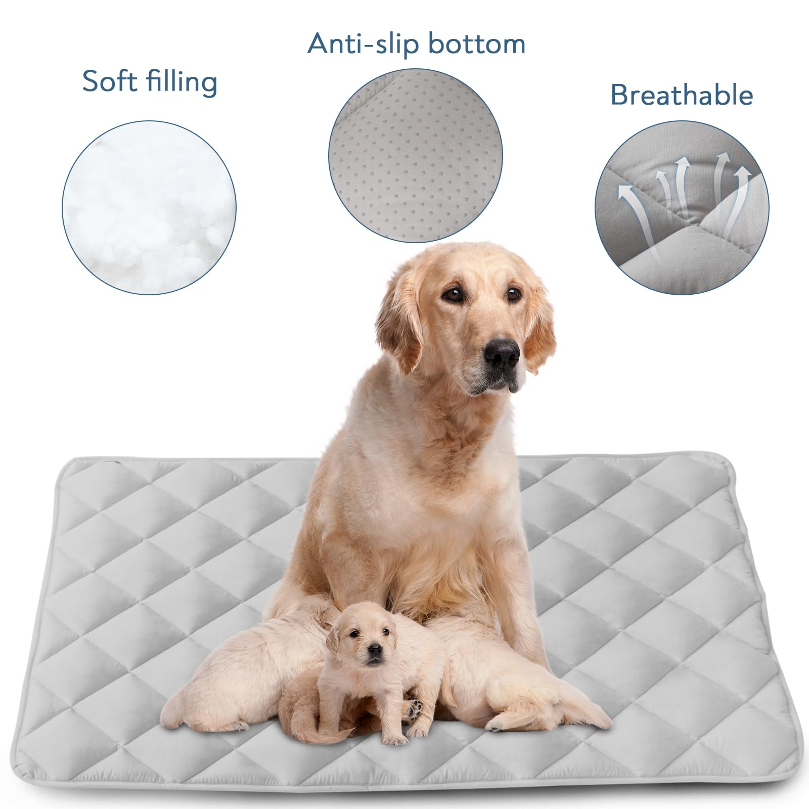 Magik & Kover Dog Crate Pad 2 Pack (42'' X 28''), Soft Dog Crate Mat With Anti-Slip Bottom, Machine Washable Kennel Pad, Fits 42