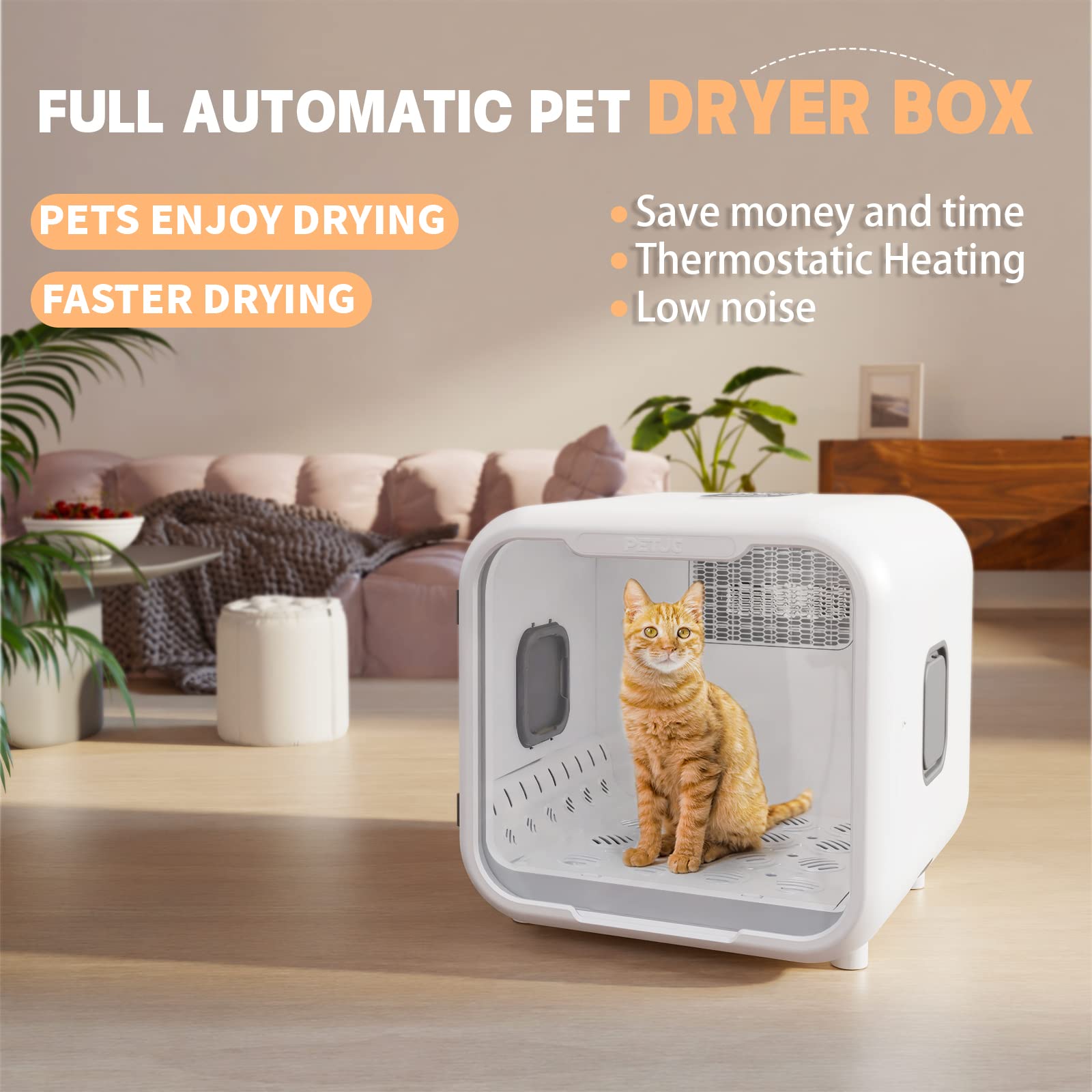 Pvevtv Automatic Pet Dryer Box For Cats And Small Dogs,Ultra Quiet Dog Hair Dryer 71L Capacity With Smart Temperature Control An