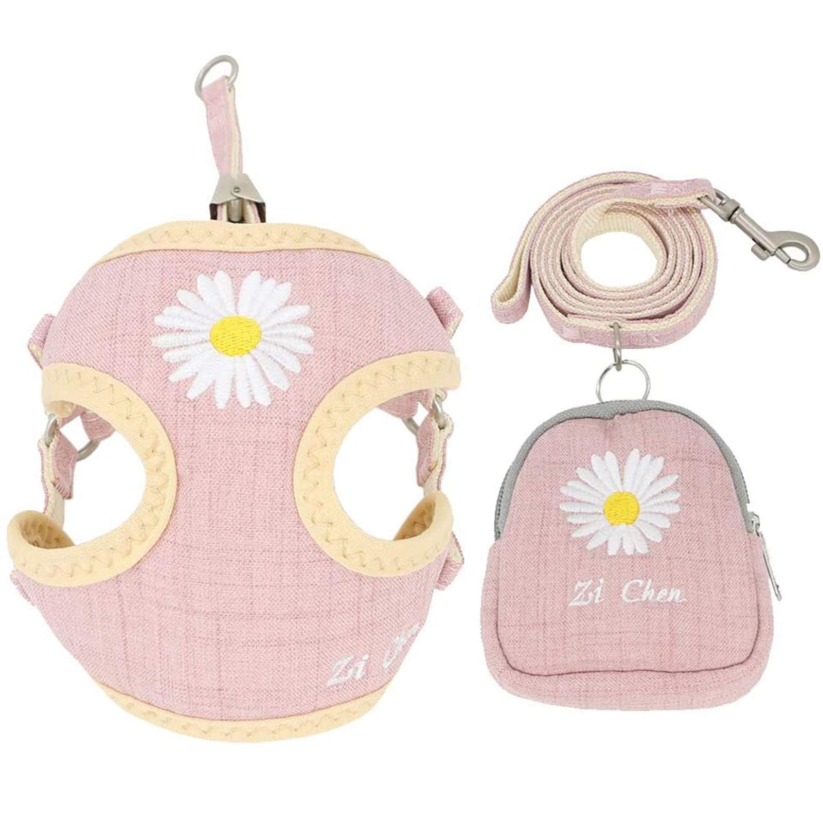 PETCARE Cute Small Dog Harness and Leash Set with Bags No Pull Daisy Dog Vest Harness Soft Breathable Mesh Puppy Dog Harness for