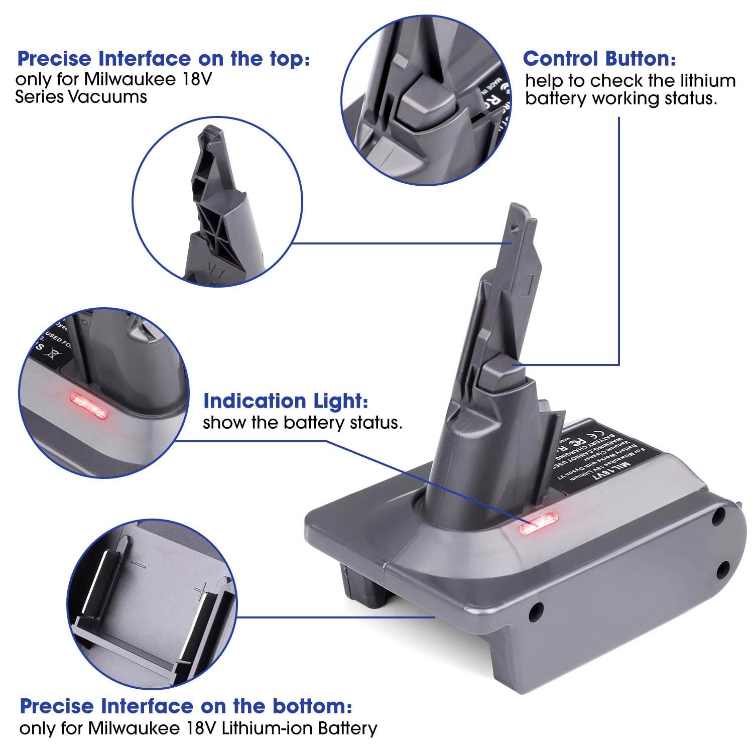 Btrui For Dyson V7 Battery Adapter For Milwaukee M18 18V Battery Convert To For Dyson V7 Sv11 Animal Cordless Stick Vacuum Clean