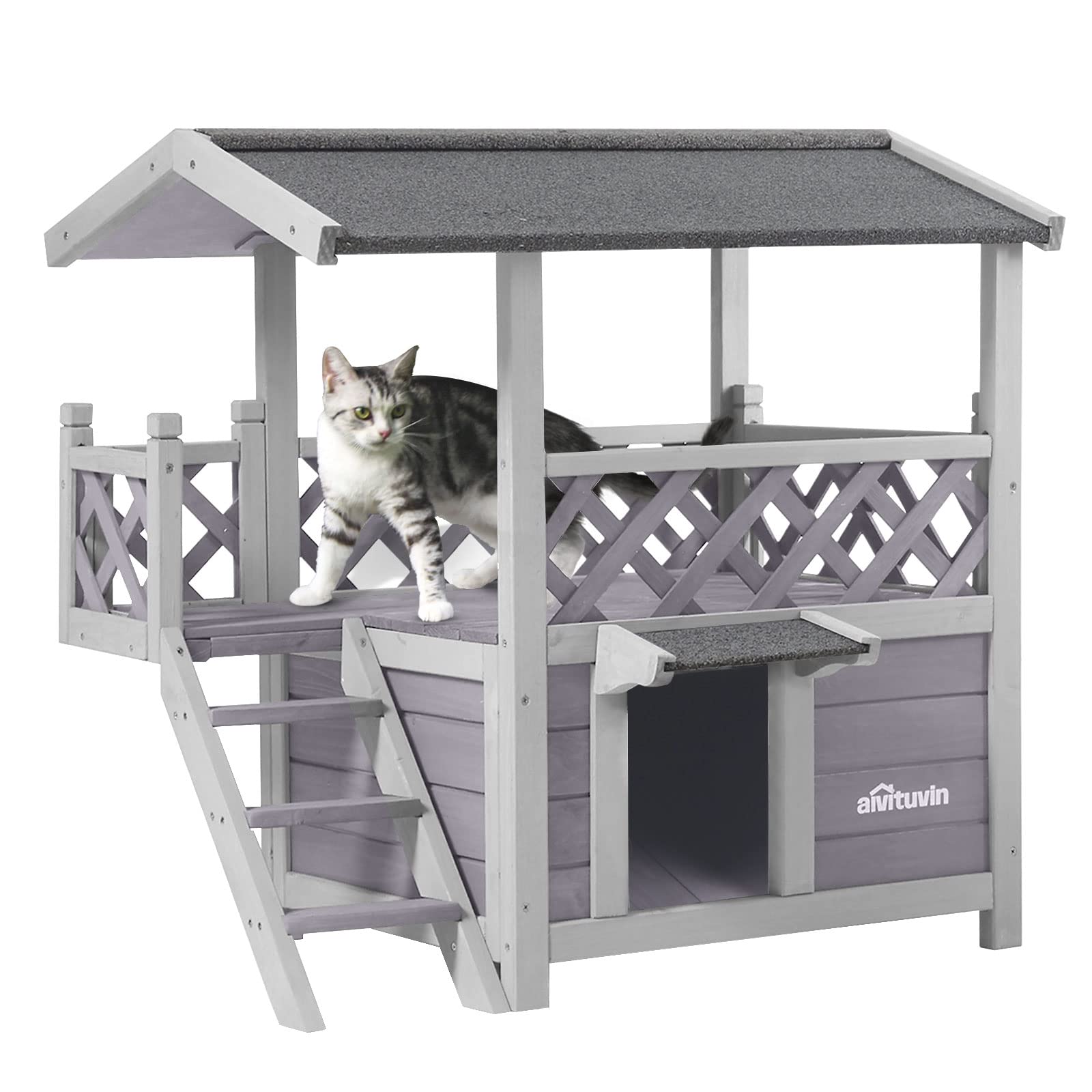 Aivituvin Feral Cat House Outdoor Indoor Kitty Houses With Escape Door For Cats Insulated, Weatherproof Roof