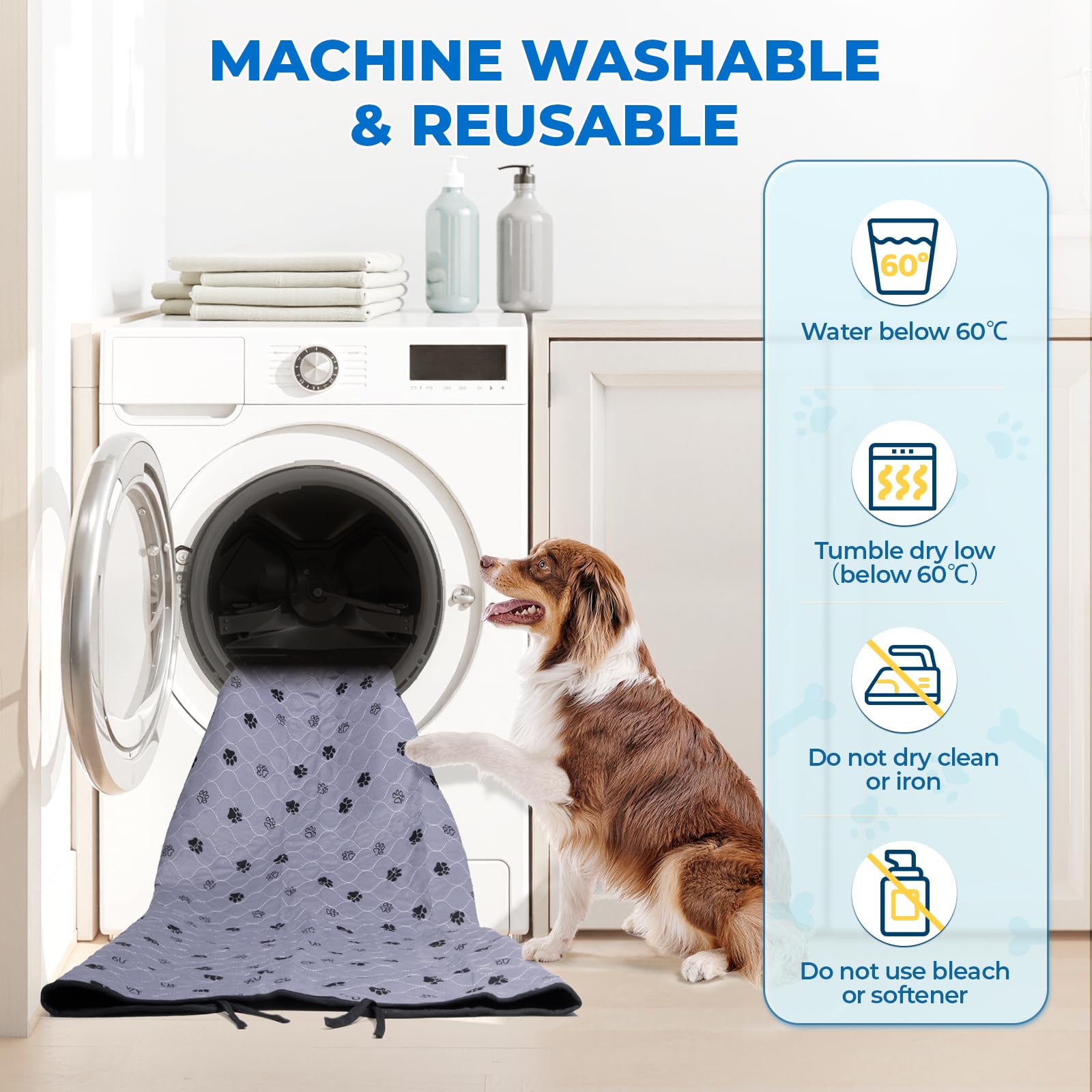 Fostanfly Non-Slip Washable Pee Pads For Dogs, 2 Pack Large 42'X50' Ultra-Absorbent Leak-Proof Reusable Potty Training Pads Of