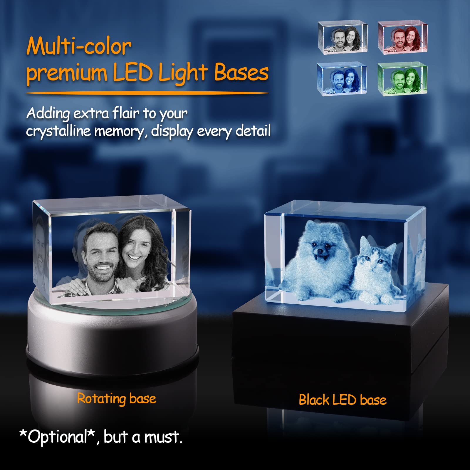 Pd 3Dpixdance 3D Crystal Photo, Personalized Dog, Cat Memorial Gifts For Pet Owners. Gift Box Included, Customized Laser Etched
