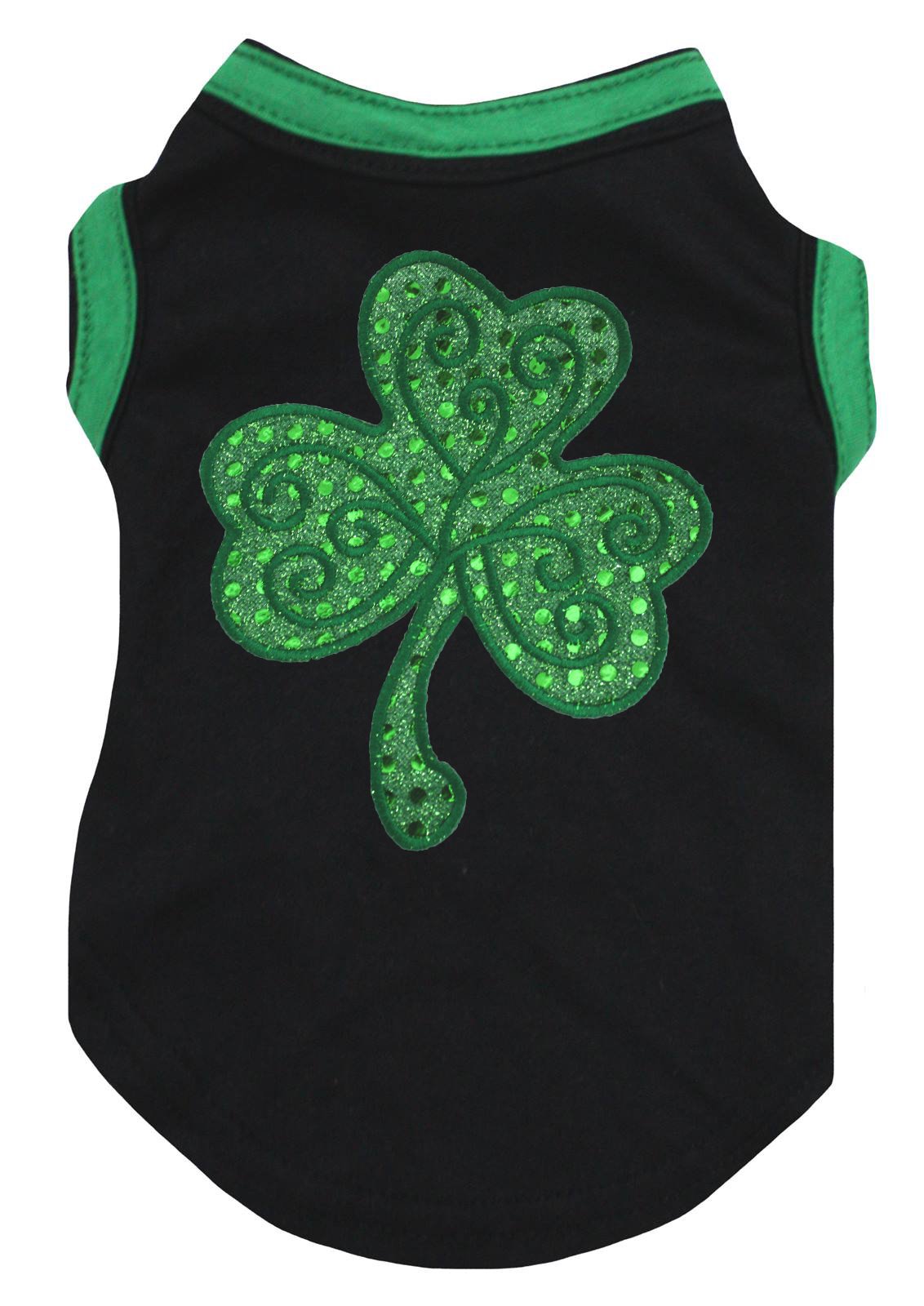 Petitebella Green Sequins Clover Puppy Dog Shirt (Black, Xx-Large)