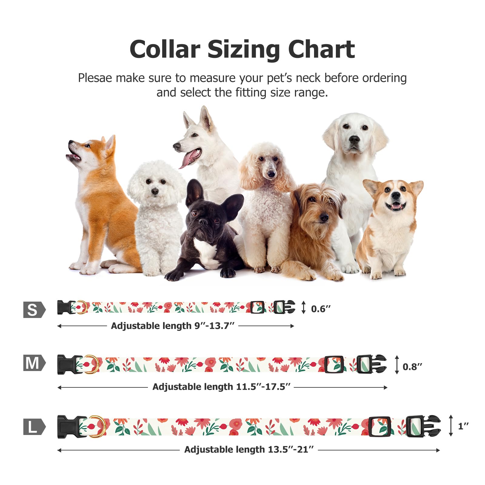 Cotton Handmade Dog Collar Cute And Distinctive Patterns Red And White Flower With Pendant For Girl Boy Dogs Collars L