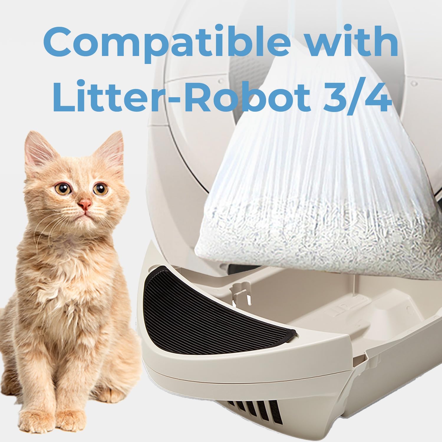 Xuepett 120 Pack Cat Litter Bags With Drawstring, Compatible With Litter-Robot 3/4 Heavy Duty Cat Litter Box Liners Waste Bags R