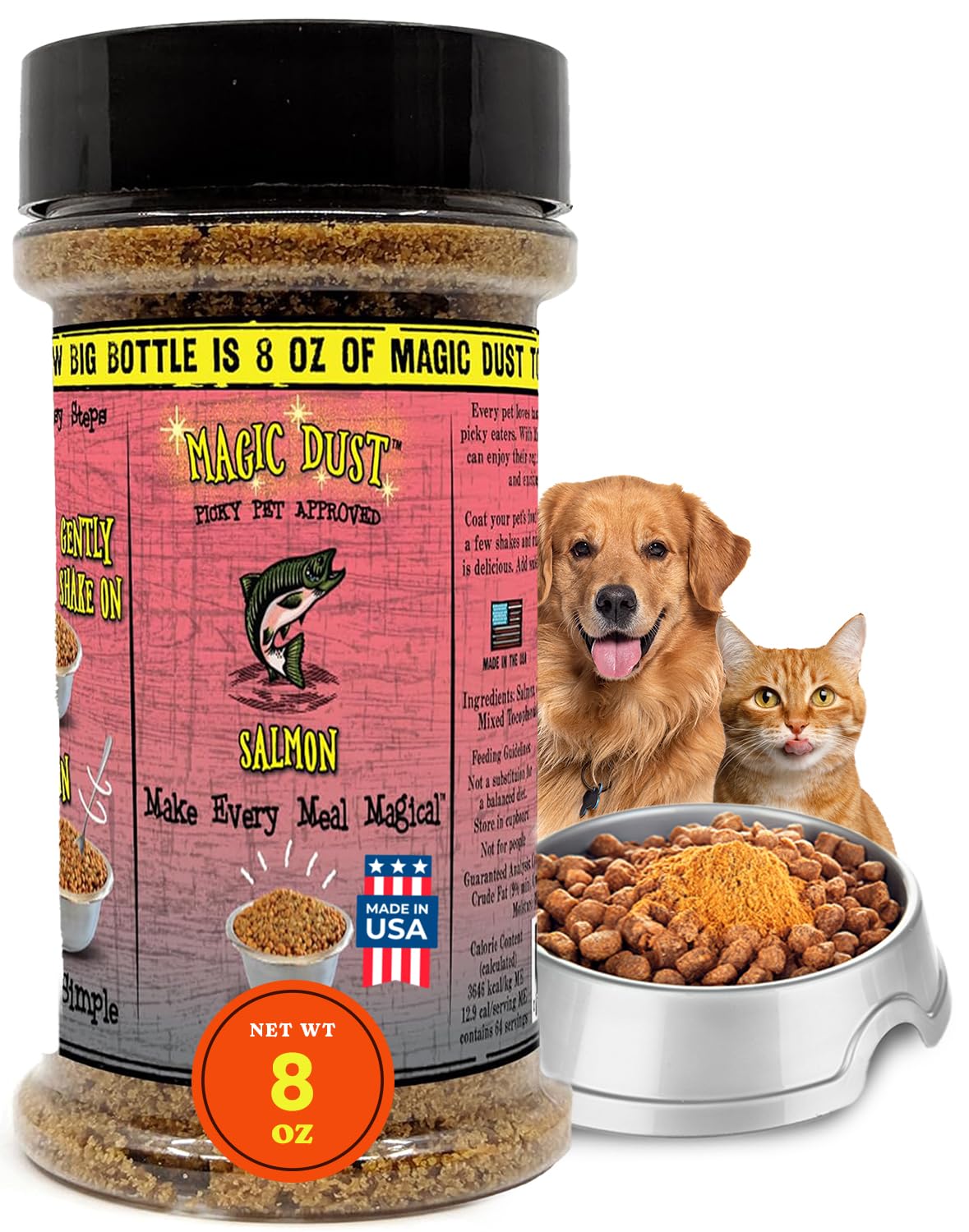 Wild Meadow Farms - Magic Dust Salmon Jerky Topper, Single Protein Pet Food Topper for Dogs & Cats, Enhance Flavor & Elevate Mea