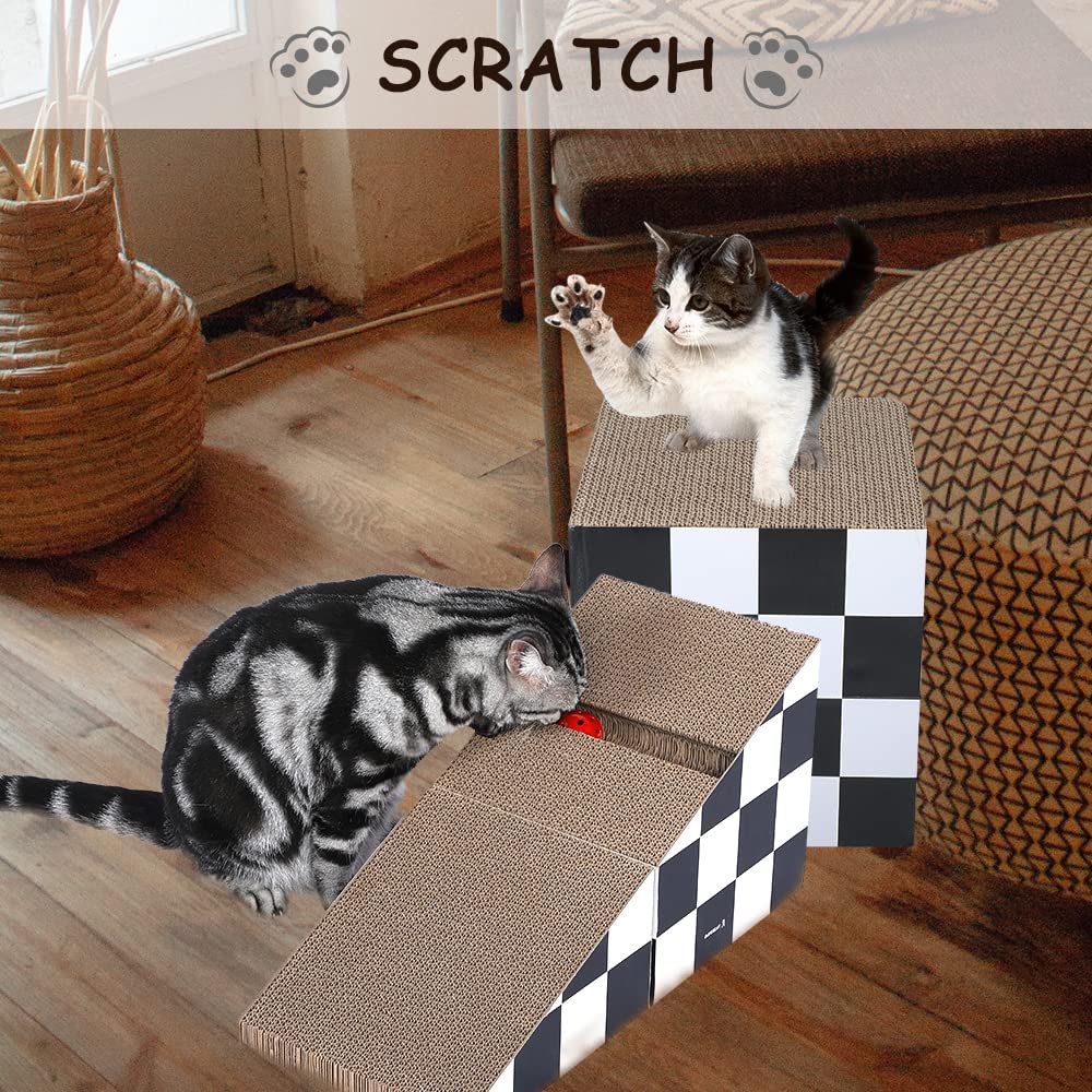Fluffydream Cat Scratching Board With Ball, Triangle Cat Scratching Cardboard, Multiple Scratching Angles, 2-In-1 Scratching Lou