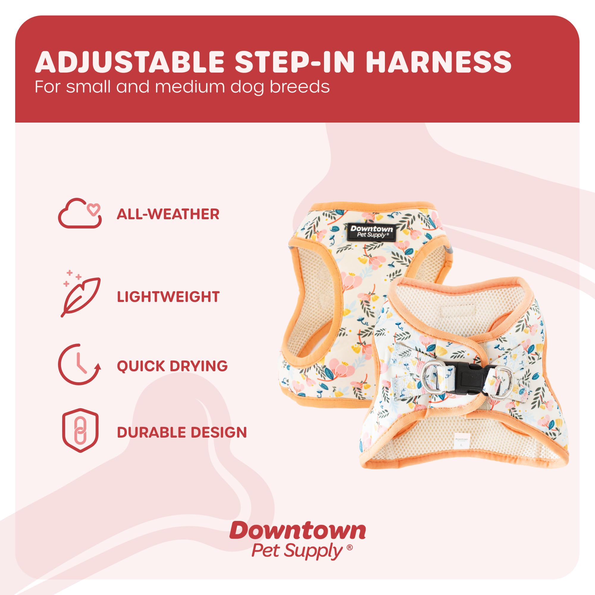 Downtown Pet Supply Step In Dog Harness For Small Dogs No Pull, Small, Pineapple - Adjustable Harness With Padded Mesh Fabric An