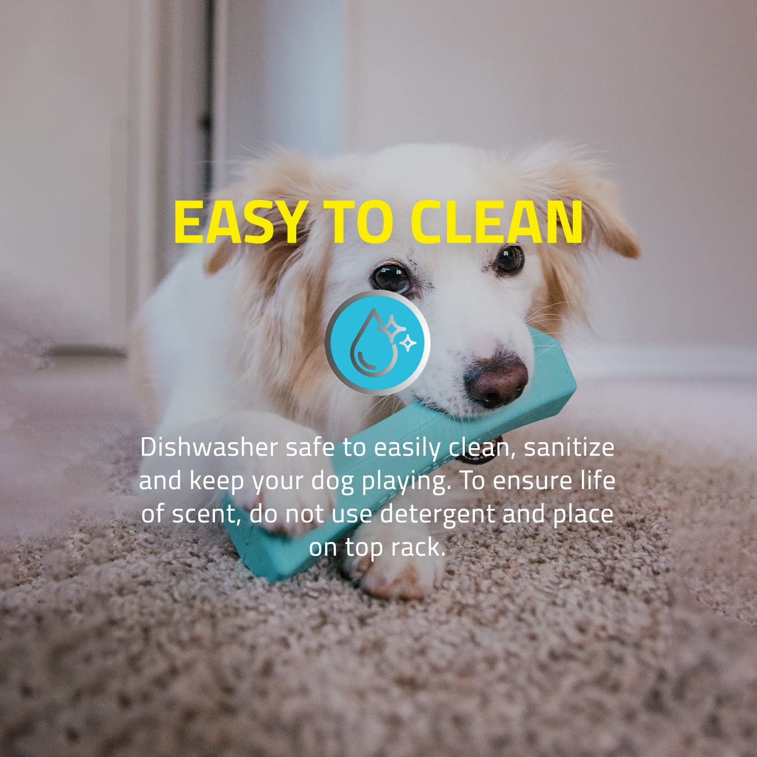 Playology Squeaky Chew Stick Dog Toy for Large Dogs - Peanut Butter Scented, Non-Toxic Rubber, Ideal for Moderate Chewers
