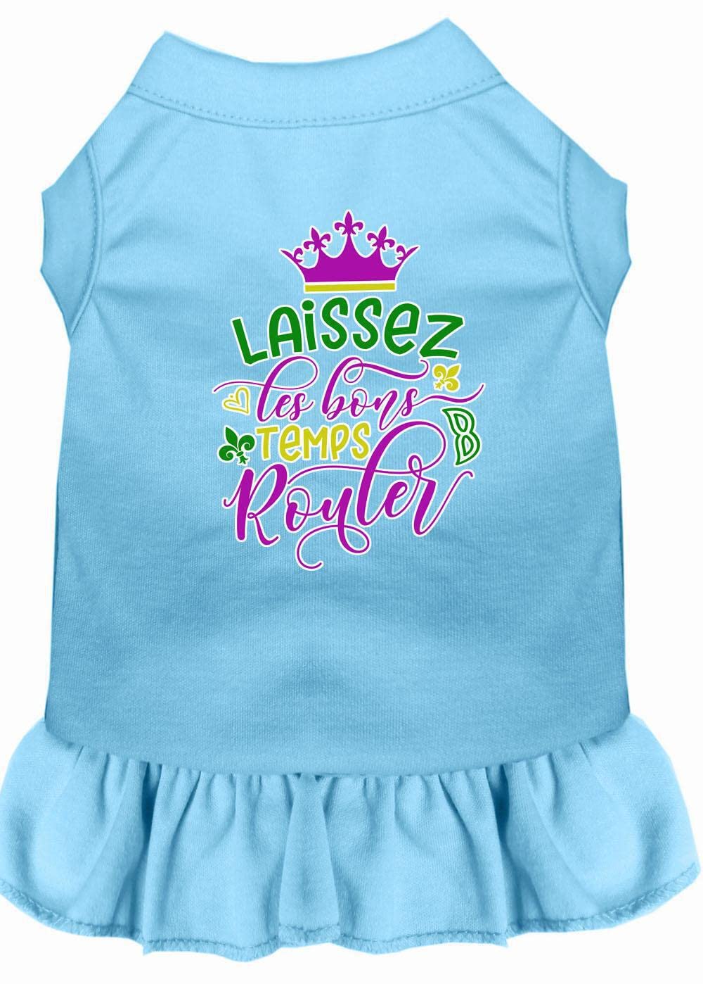 Pet Dog and Cat Dress Screen Printed, "Laissez Les Bons Temps Rouler" Purple 2XL (20-25 lbs.)