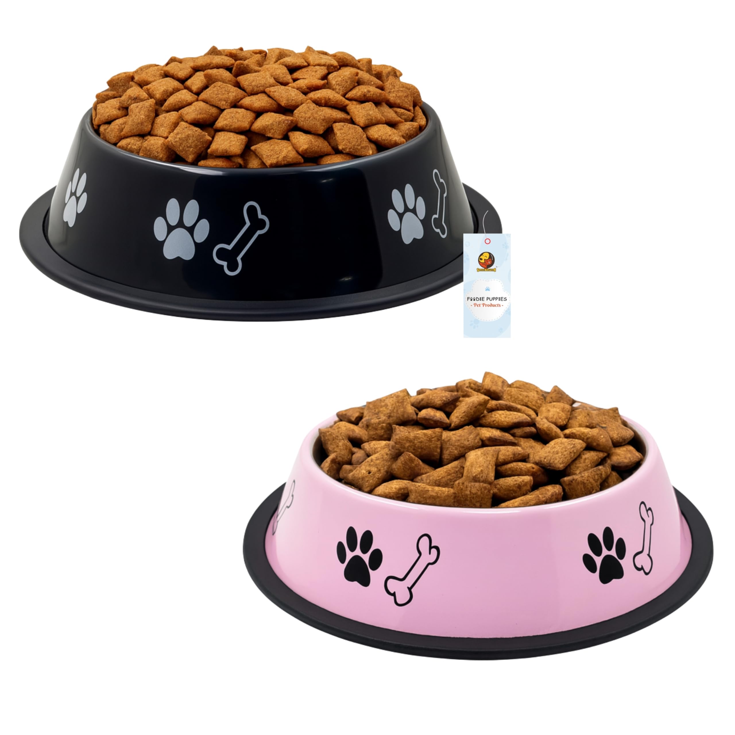 Foodie Puppies Stainless Steel Dog Bowl Combo  (Small, 450Ml) Food And Water Feeding Gift Bowl | Suitable For Dogs, Cats And Sm