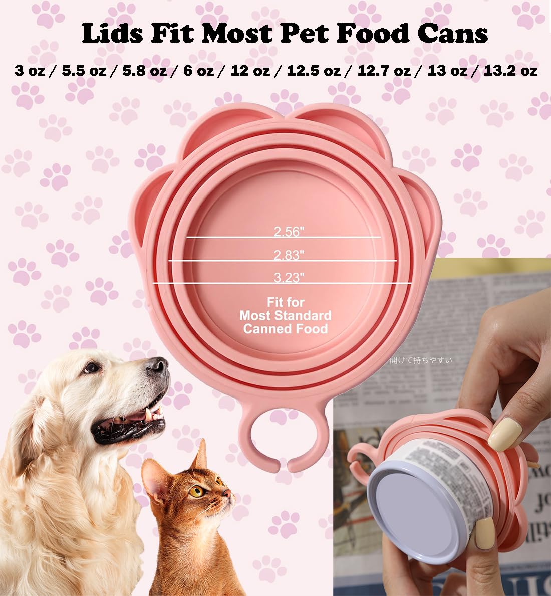 Cat Dog Food Can Lids Spoons - Cute Paw Silicone Pet Can Lids Covers for Dog Cat Food Cans / Can Opener Cat Food Spatula Spoons