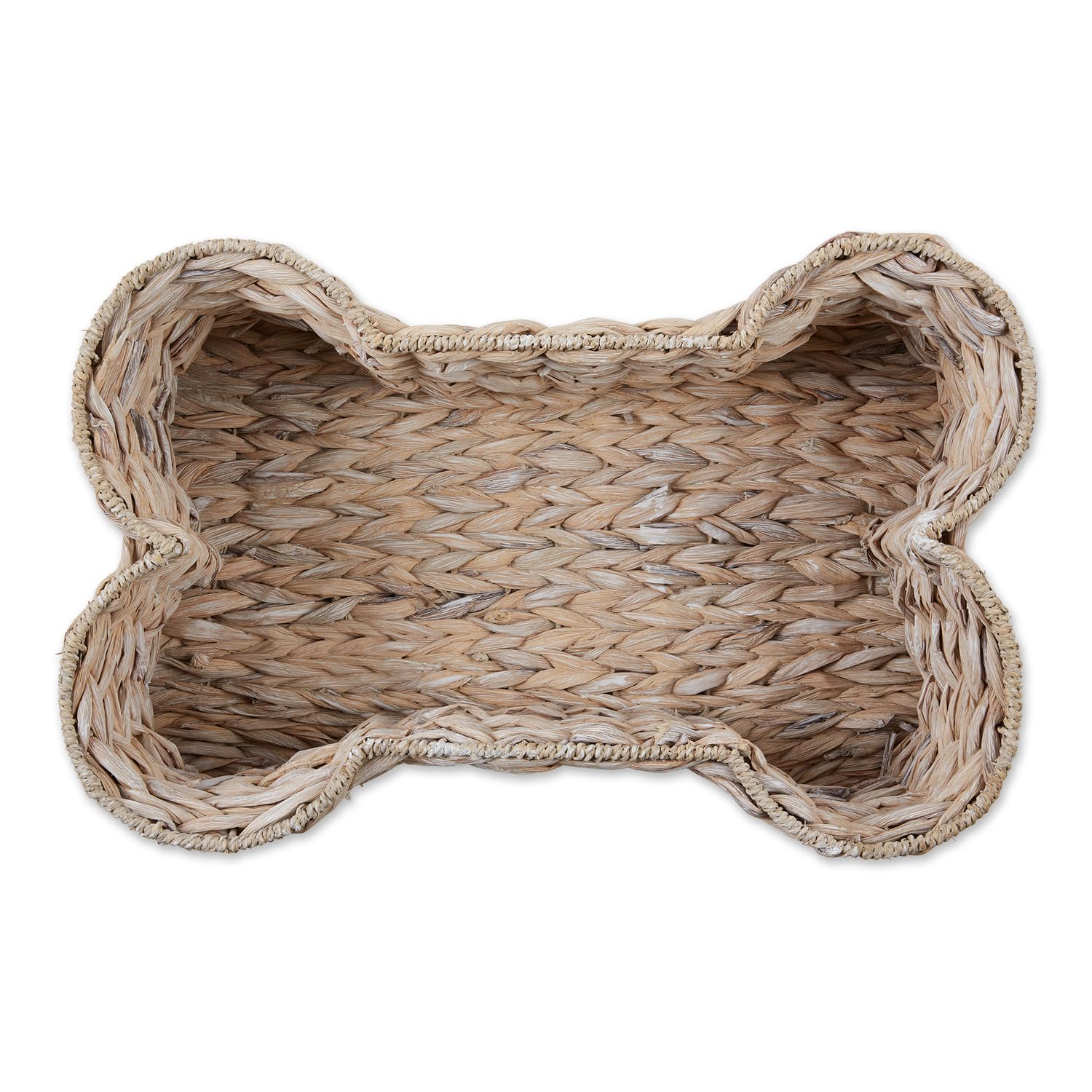 WHITE WASH HYACINTH BONE PET BASKET SMALL 17.75x11x7.5