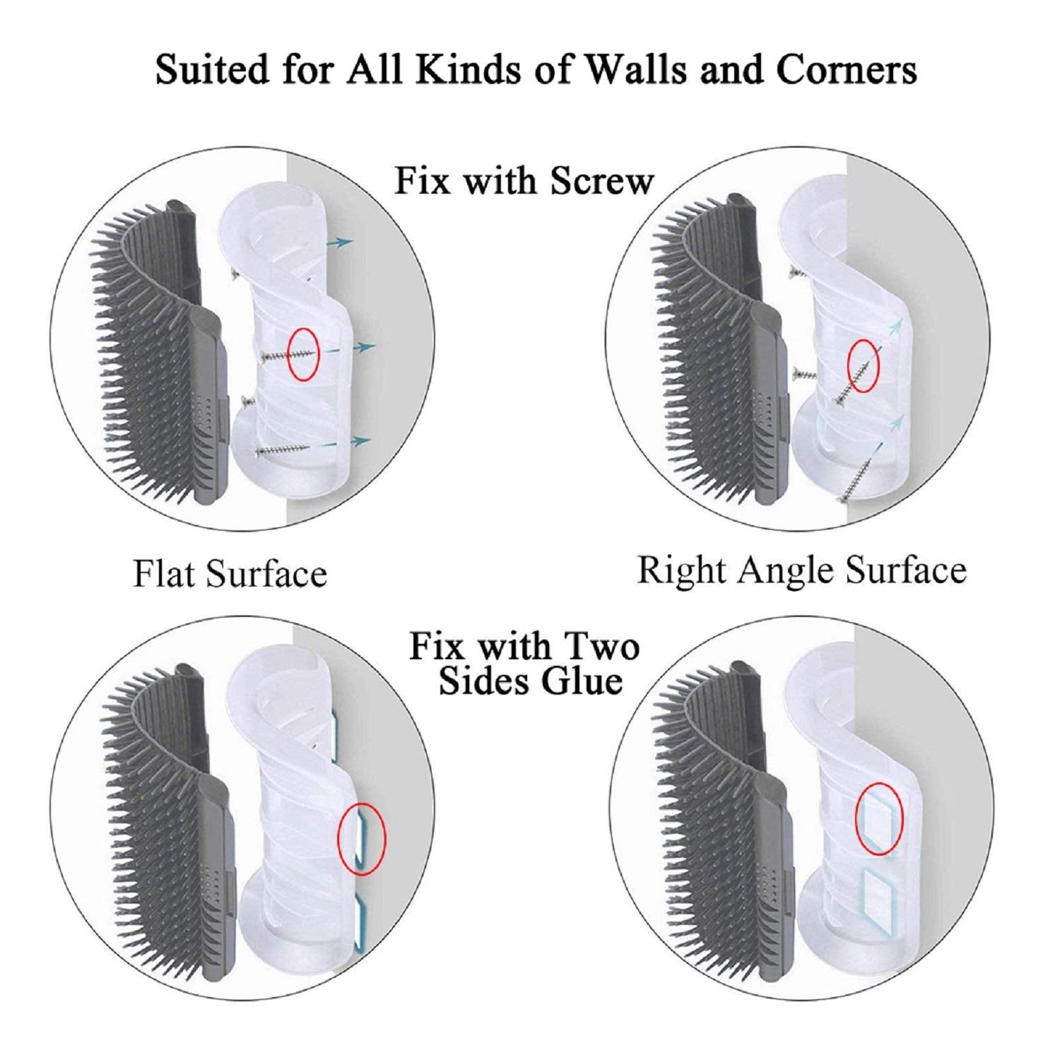 Kingtree Cat Corner Scratcher Self Groomer With Catnip, 2 Pack Softer Cat Face Scratchers Wall Corner Grooming Massage Combs For Long & Short Fur Cats