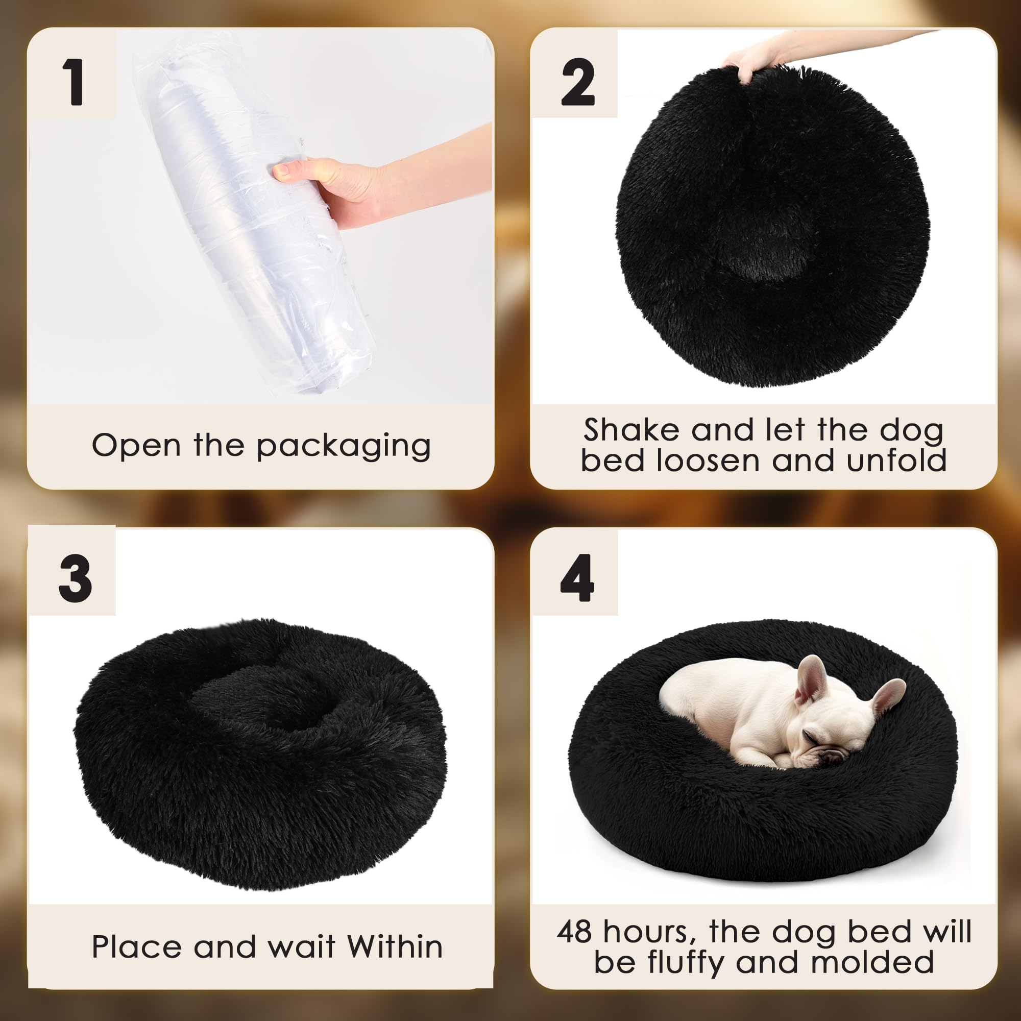 Dog Beds Large Sized Dog and Cats, 32in Pet Beds for Large Pet, Washable Indestructible Extra Large Dog Bed (Black)