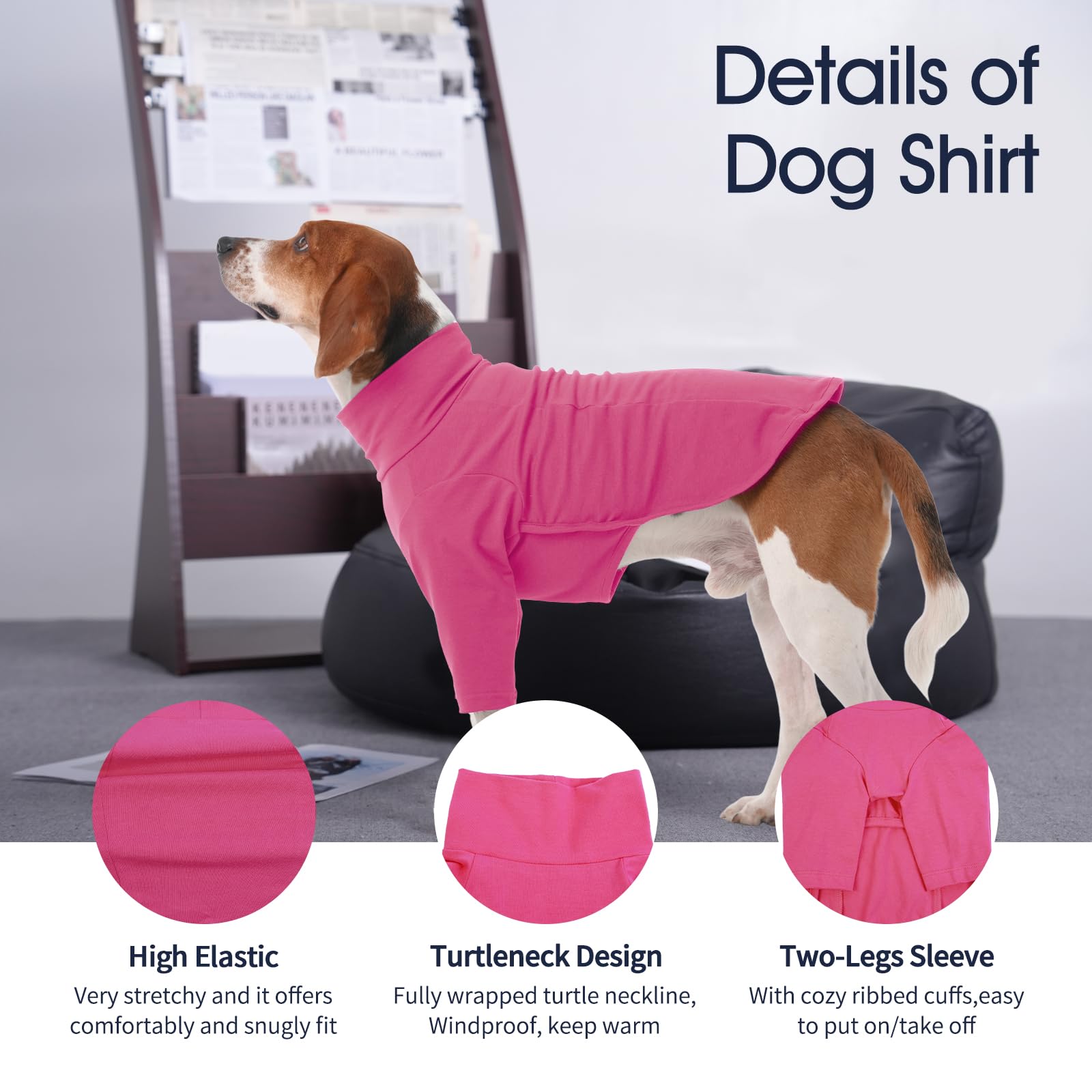 Iecoii Large Dog Tshirt,Dog Stretchy Jumpsuit Dog T-Shirt Pajamas For Large Dogs Girl Boy,Long Sleeve Dog Shirt For Extra Large