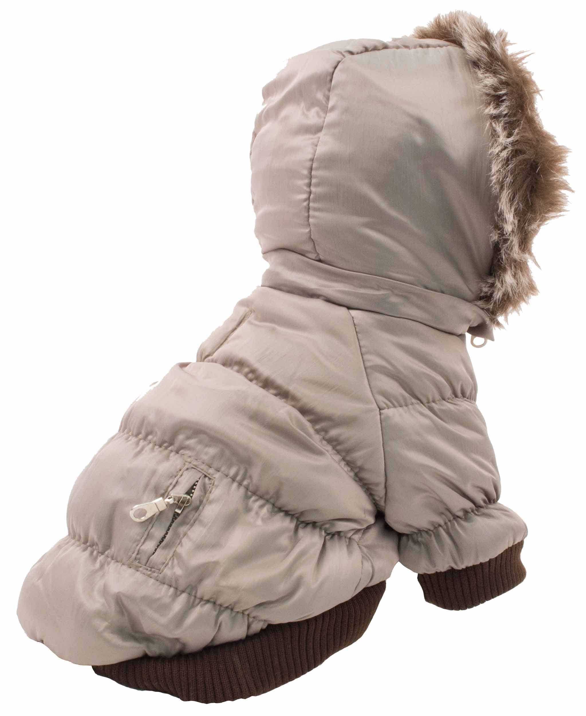 PET LIFE Classic Metallic Fashion Pet Dog Coat Jacket Parka w/ 3M Insulation and Removable Hood, Small, Metallic Grey