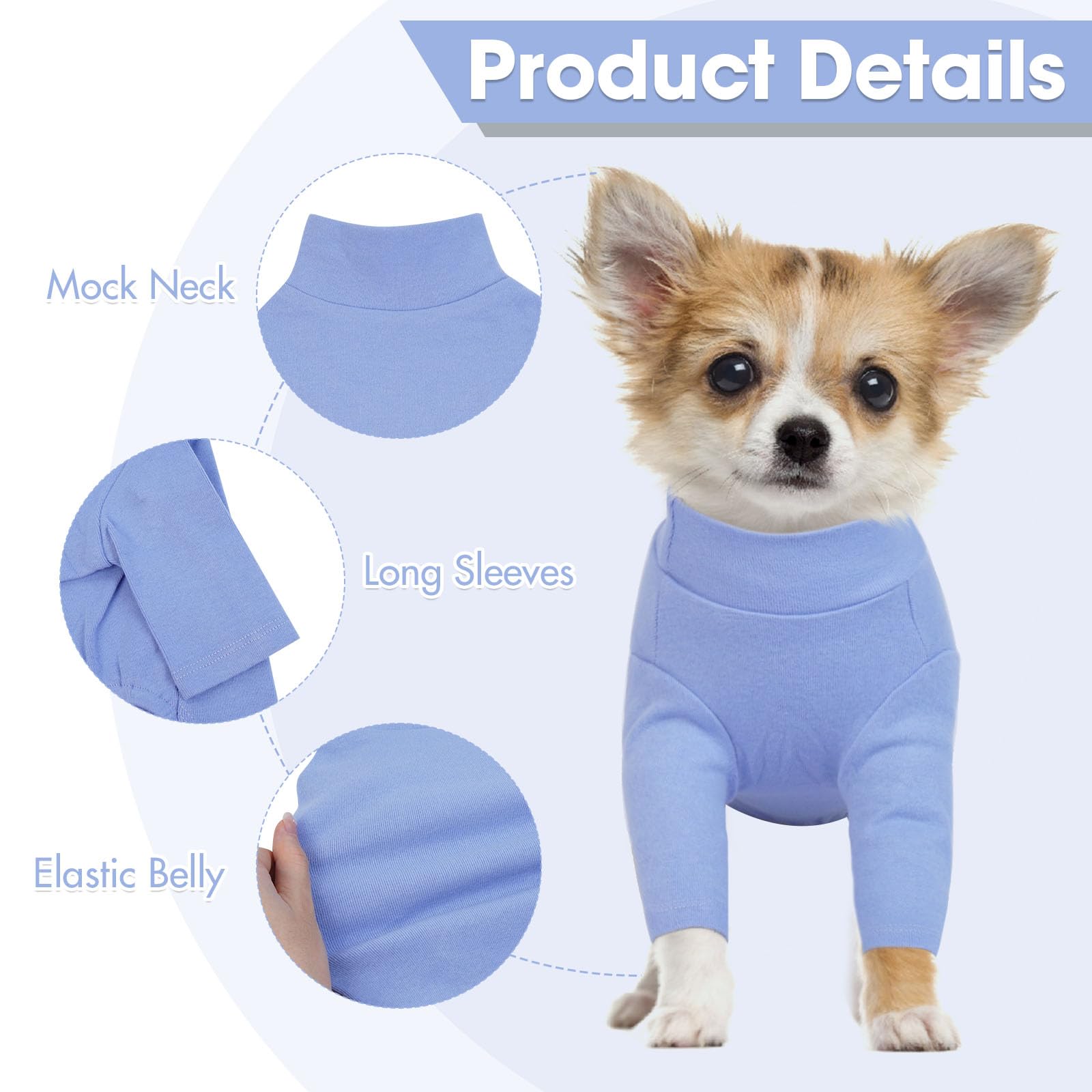 2 Pack Xs Letsqk Lightweight Long-Sleeve Solid Pullover Dog Tee For Extra Small Dogs, Skin-Friendly Chihuahua T-Shirt, Great For