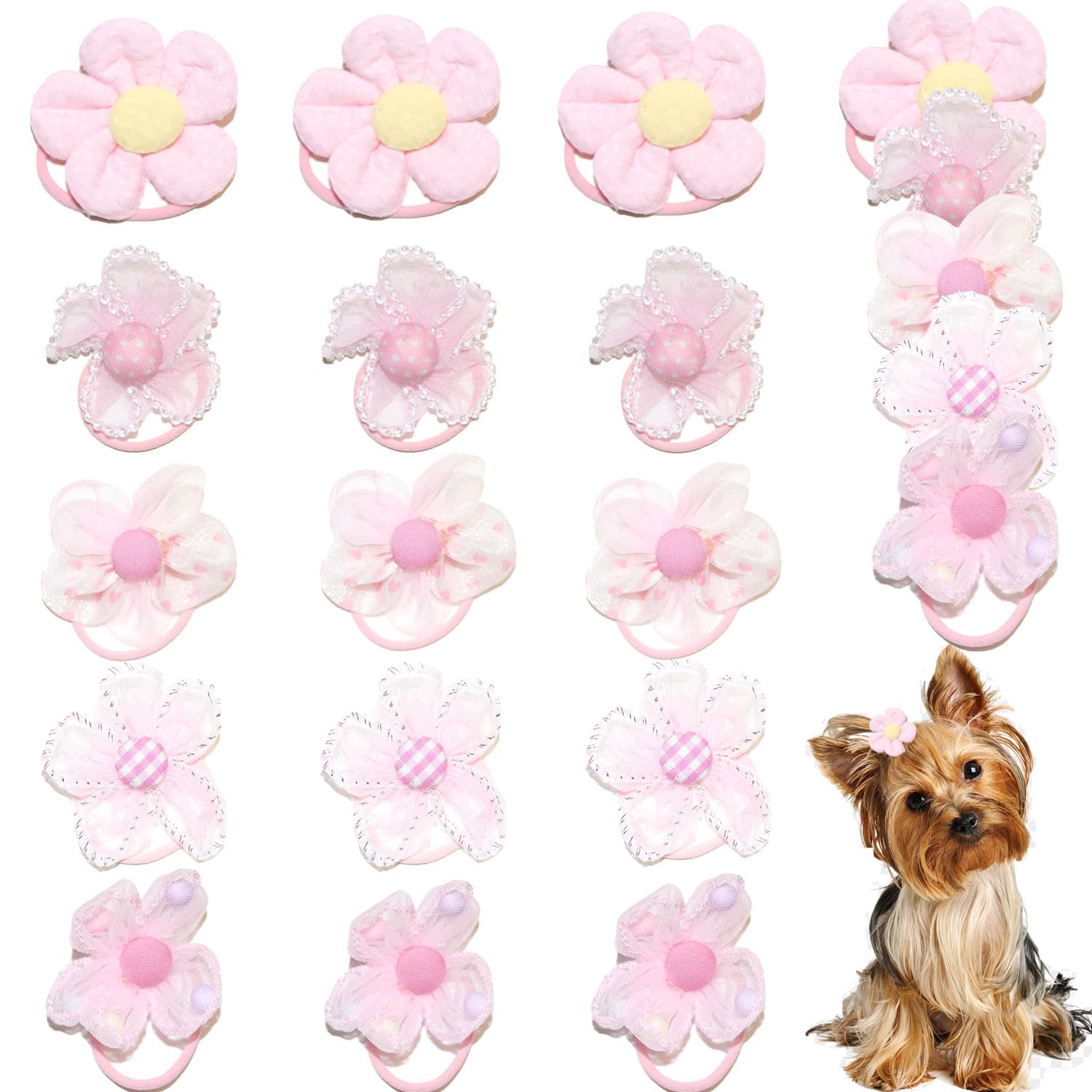 Zaabaazina 20Pcs Dog Hair Bow Bowknot, Dog Bows Cute, Puppy Hair Bows Mix Styles Pet Grooming Rubber Bands Dogs Hair Accessories