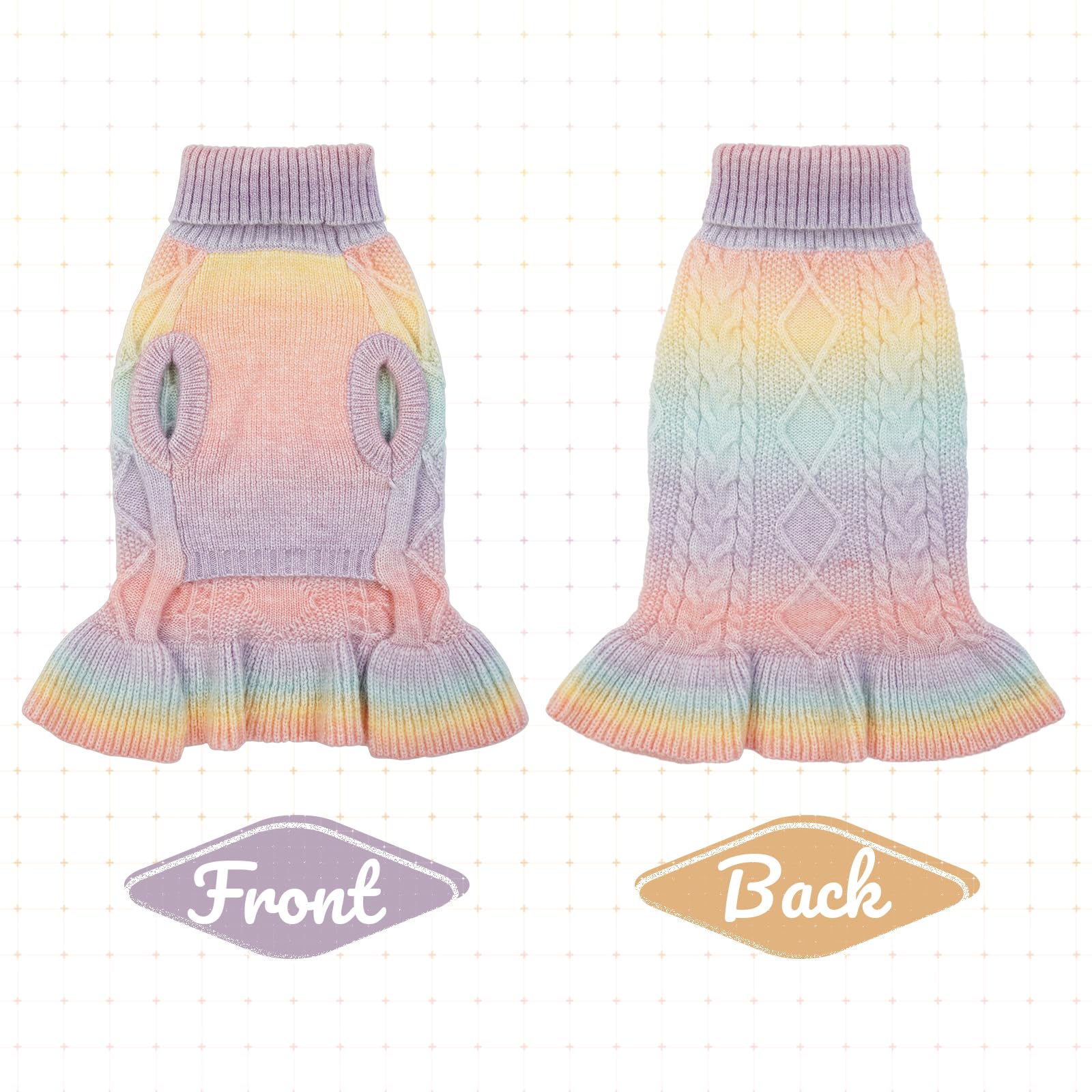 Lelepet Dog Sweater Turtleneck Knitwear Sweatshirt Cable Knit Warm Dress for Small Dogs Puppy Fall Pet Yorkie Chihuahua XS Chris
