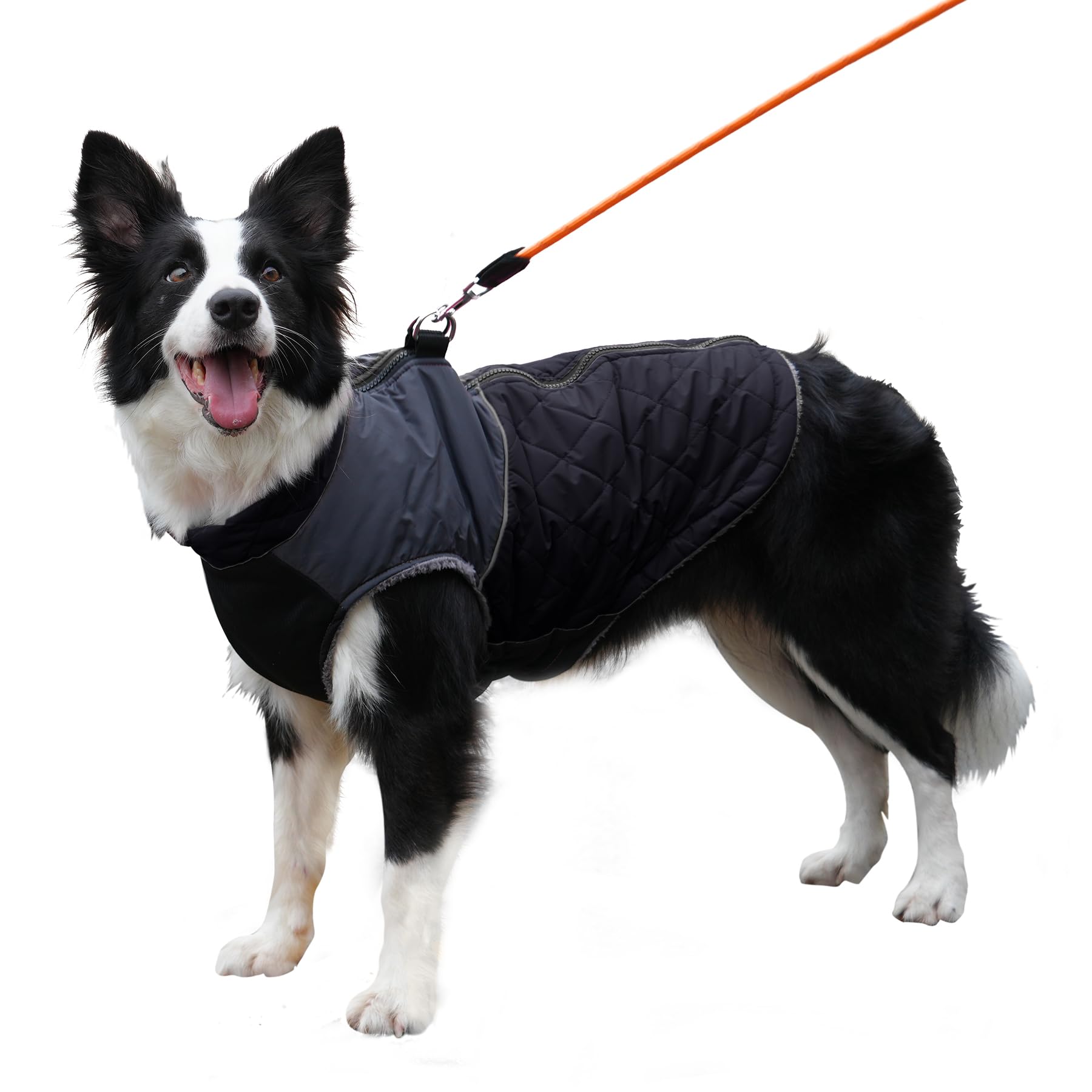 Joydaog Warm Fleece Dog Coats For Medium Dogs,D-Rings Waterproof Puppy Jacket For Cold Winter,Black Xl
