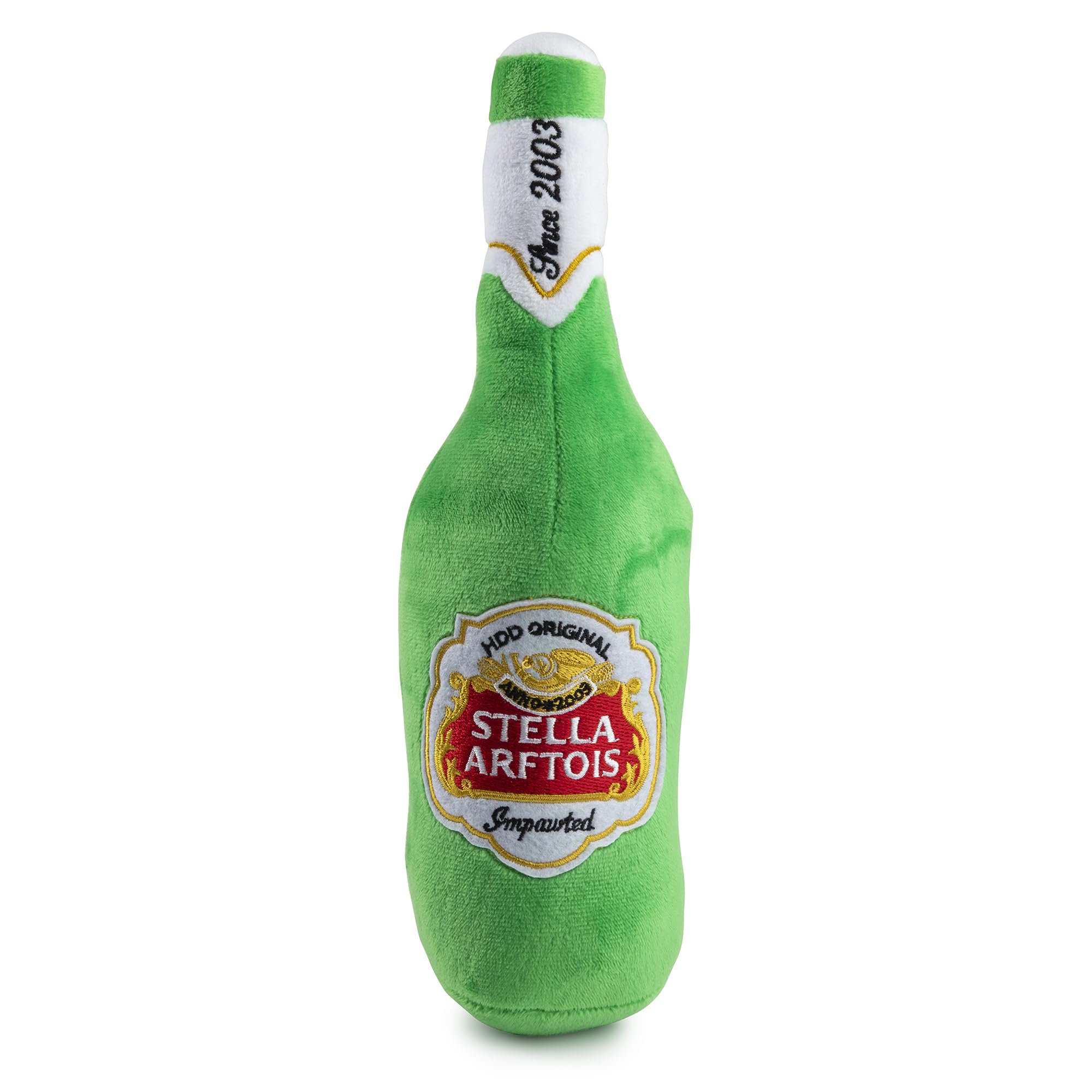 Haute Diggity Dog Stella Arftois Beer Bottle, Plush Designer Dog Toys With Interactive Squeaker, Stimulating Pet Enrichment, Mac