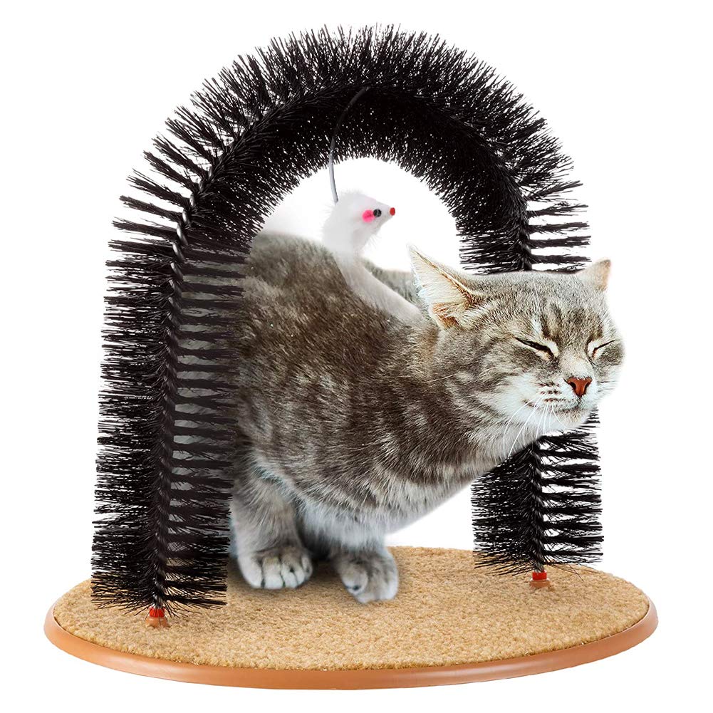 Cat Scratcher, Cat Brushes For Indoor Cats, Cat Arch Self Groomer Scratching Board Scratch Pad, Cat Hair Brush For Shedding, Cat Face Head Self Grooming Brush Post For Deshedding W/Cute Kitten Toy