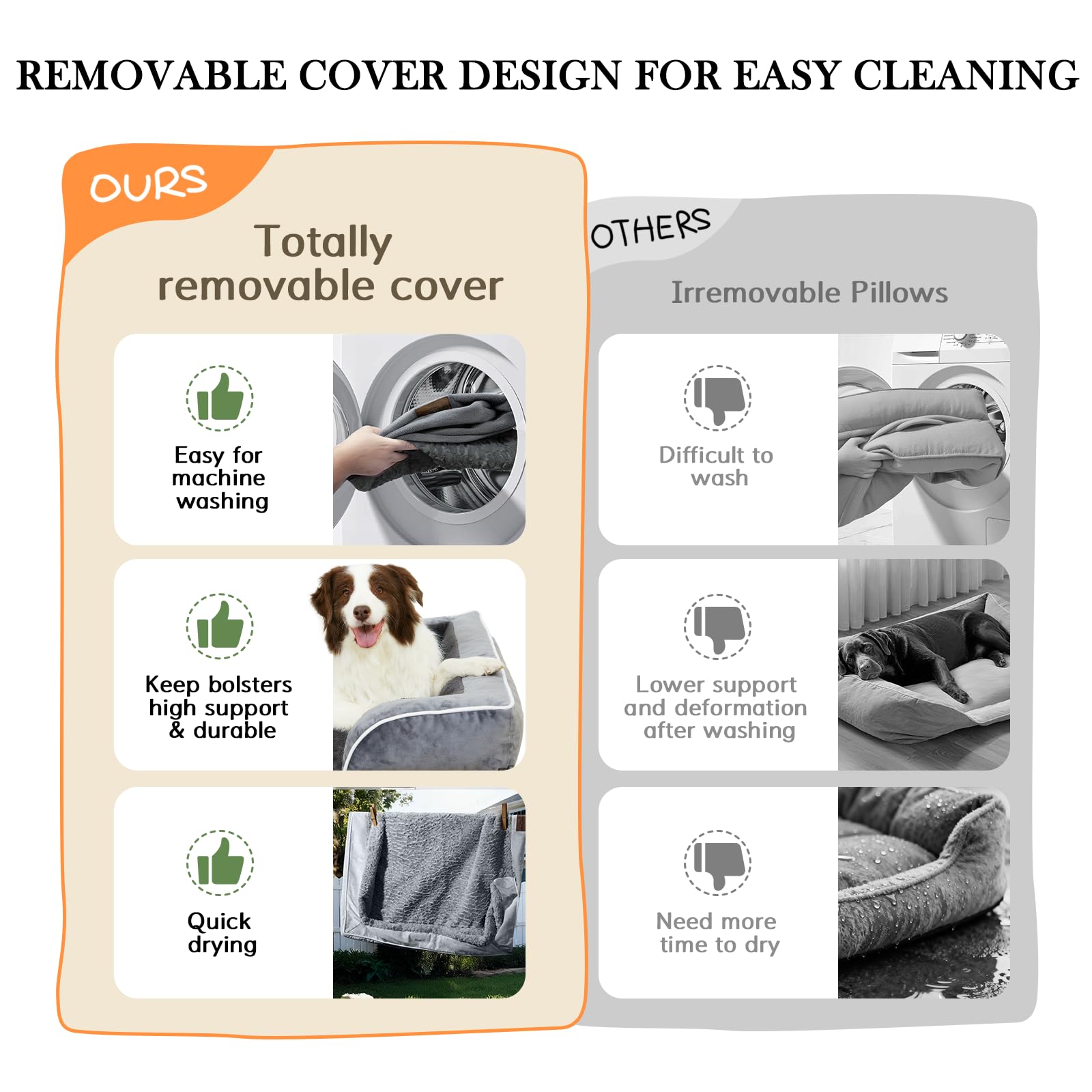 Comfort Expression Orthopedic Dog Bed for Extra Large Dogs 42x30 Inch, Waterproof Egg Crate Foam XL Pet Bed, Gifts for Christmas