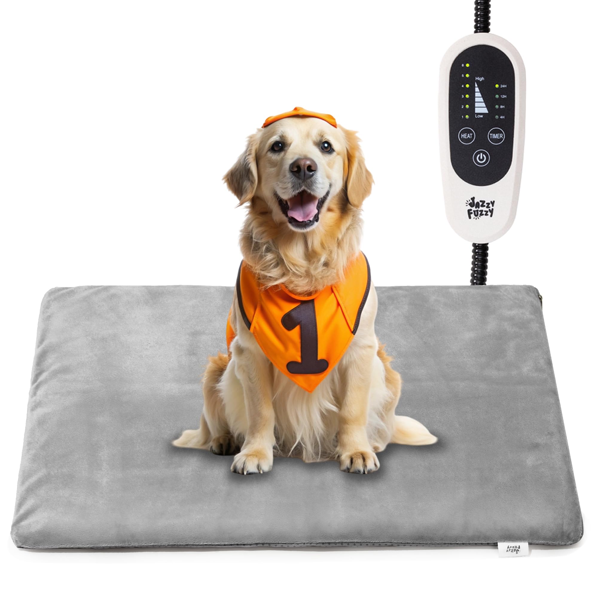 Jazzy Fuzzy Pet Heating Pad, 6 Adjustable Temperature Indoor Heated Pad With Timer, For Cats And Dog With Chew Resistant Cord (M