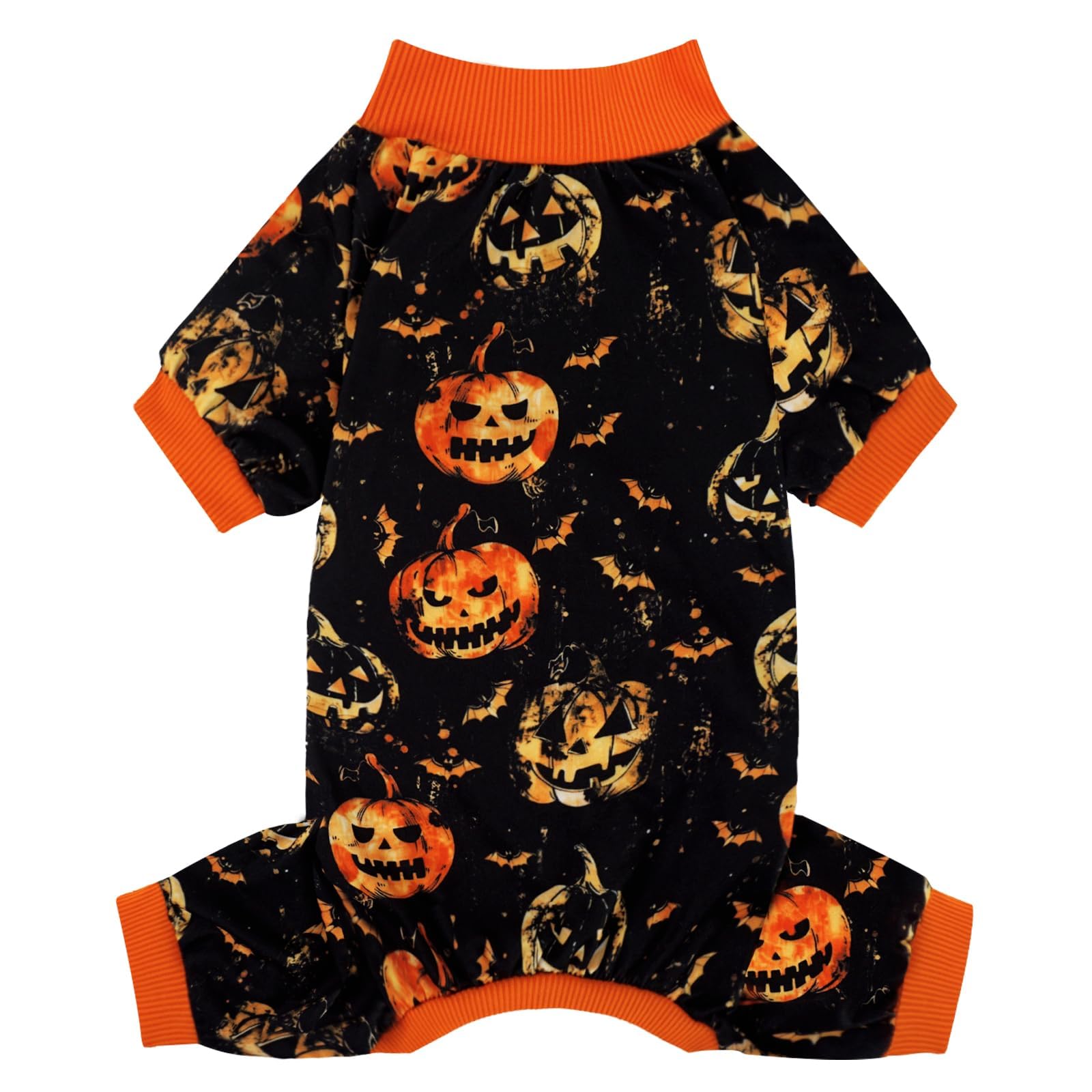 Xpudac Halloween Dog Pajamas Costume For Small Medium Dogs Pumpkin Clothes Soft Puppy Pjs Pet Outfit, Small