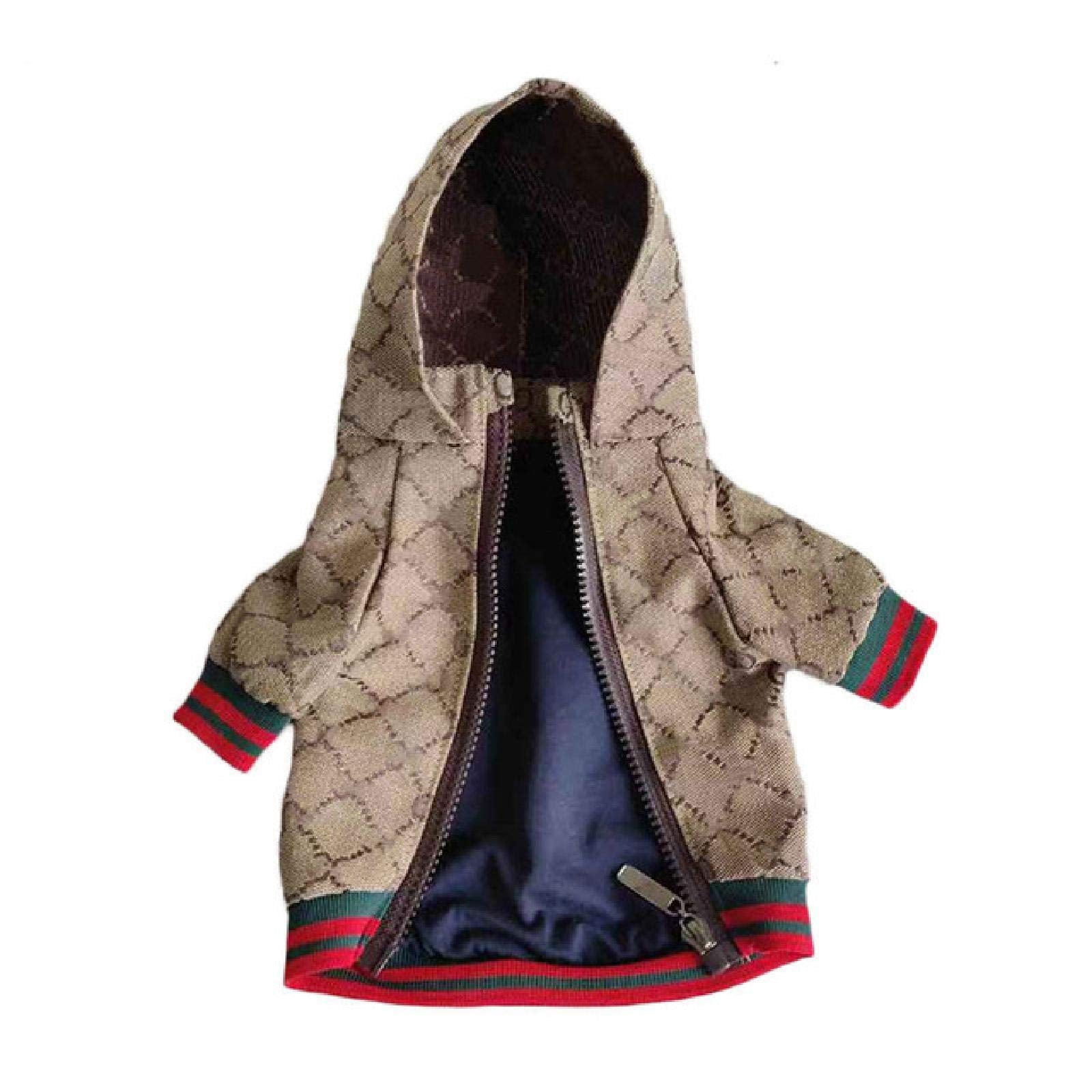 HQREA Dog Hoodie - Luxury Winter Jacket, Zipper Design, Small Size, Cloth Material, Model MINGJ-63704, Color A
