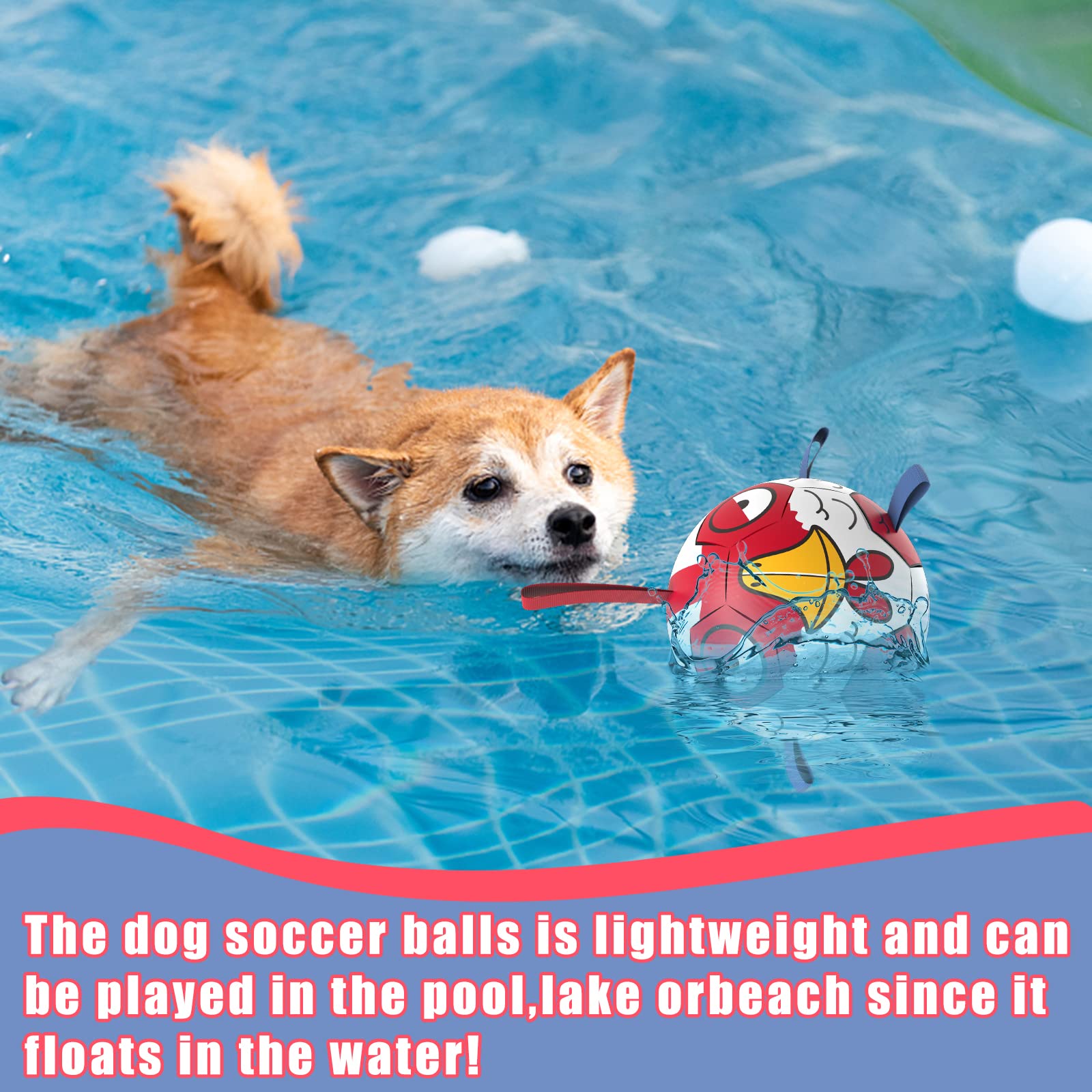 Qdan Chicken Dog Toys Soccer Ball With Straps, Interactive Toys For Tug Of War, Puppy Birthday Gifts, Dog Water Toy, Durable Bal