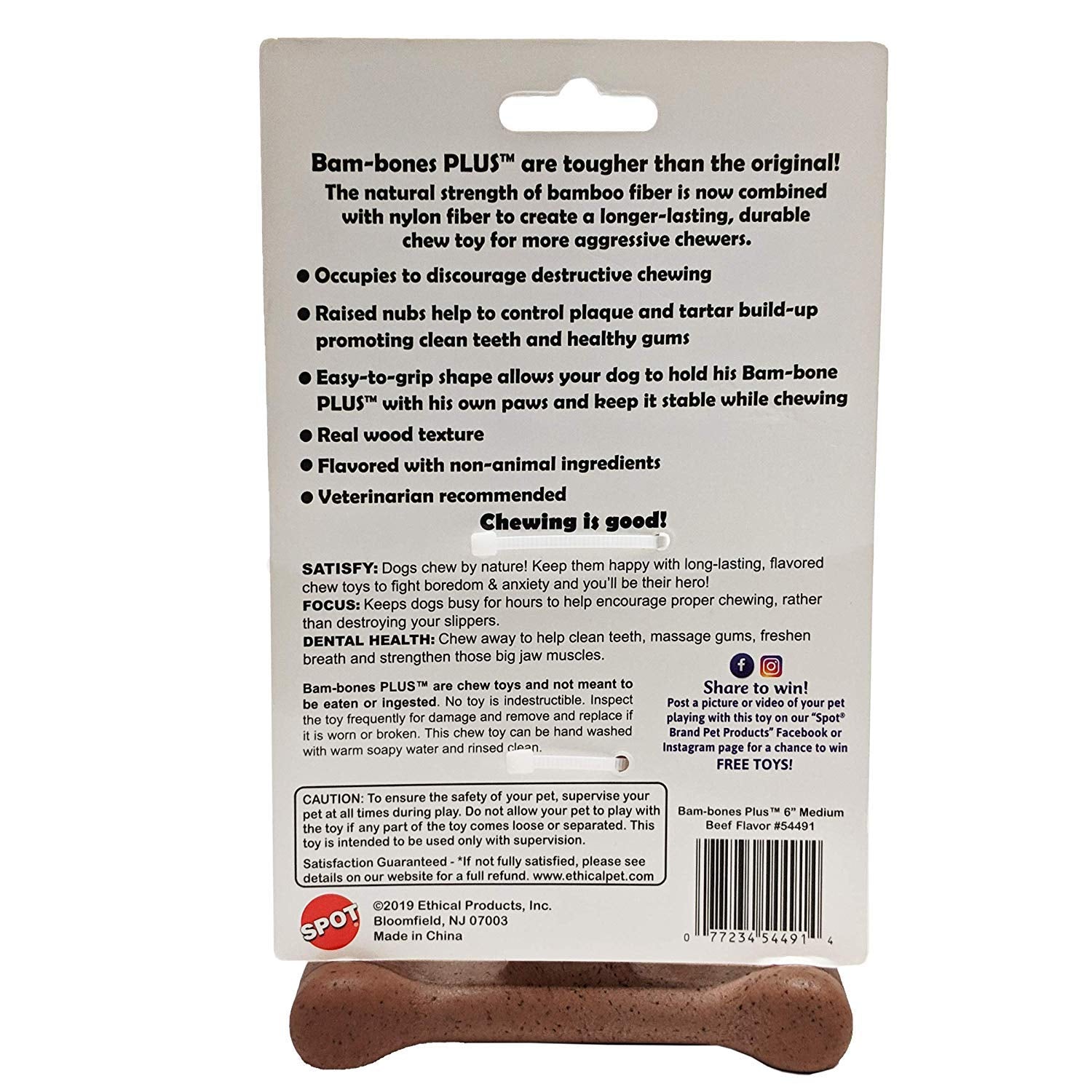 Spot Bambone Plus Beef Dog Chew Toy Medium