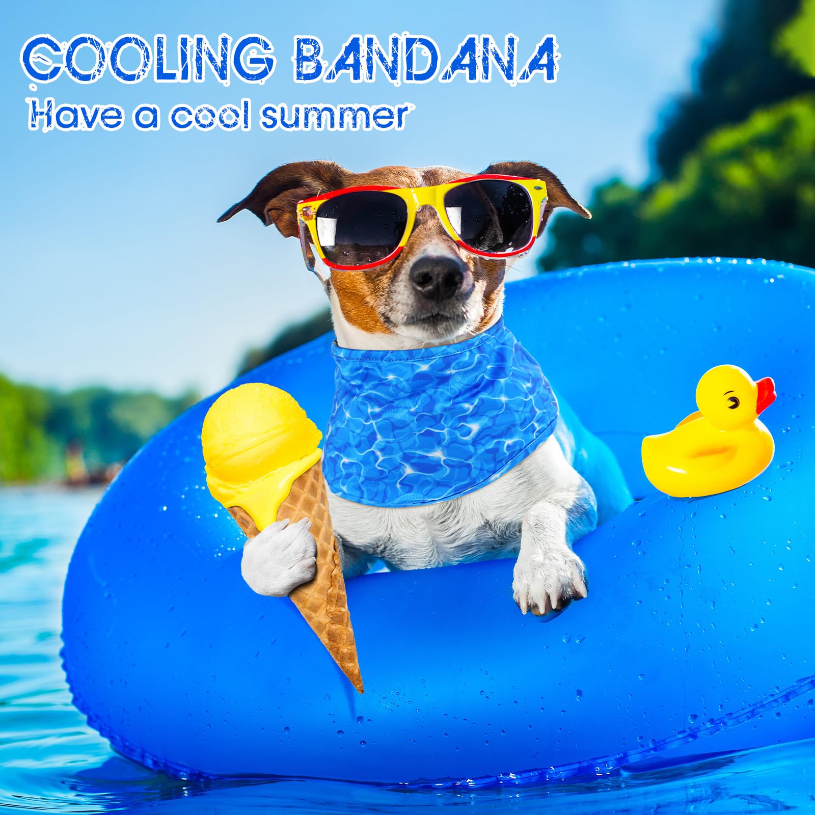 Talltalk 5 Pieces Dog Cooling Bandanas Neck Wraps Ice Scarf Pet Dog Cooling Collar Hunting Training Hiking Camping Accessories F