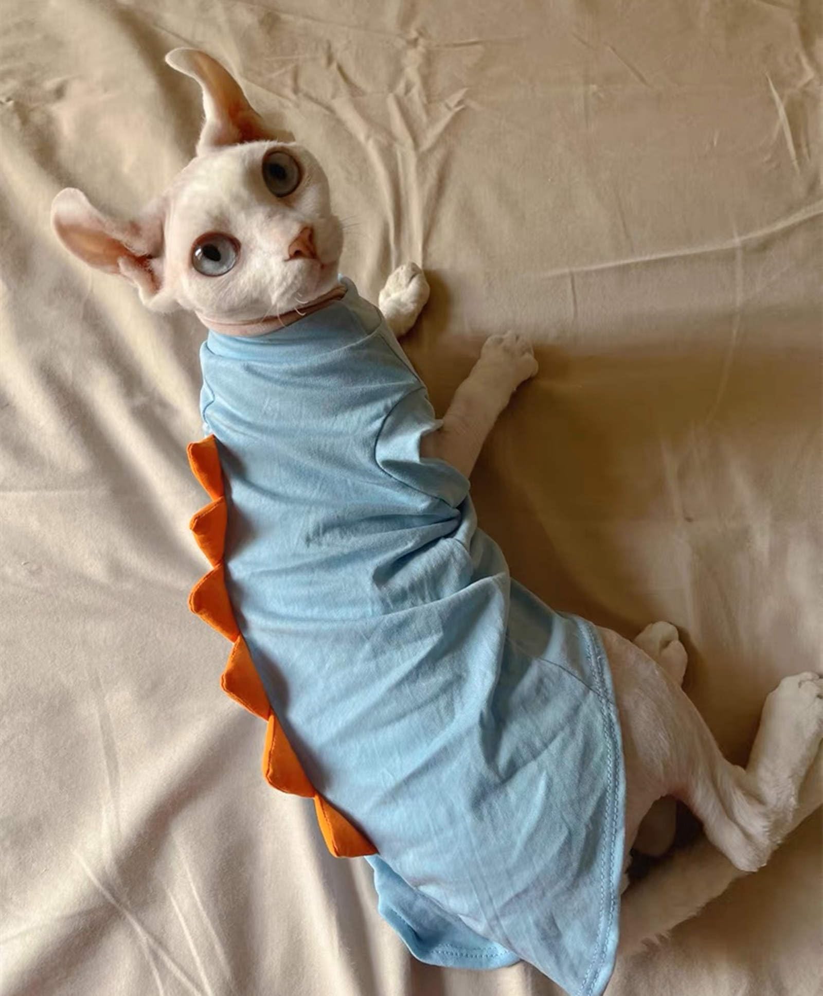 Dinosaur Sphynx Hairless Cat Clothes Cute Summer Cotton Shirts Cat Costume Pet Clothes Kitten T-Shirts Cats Small Dogs Apparel (