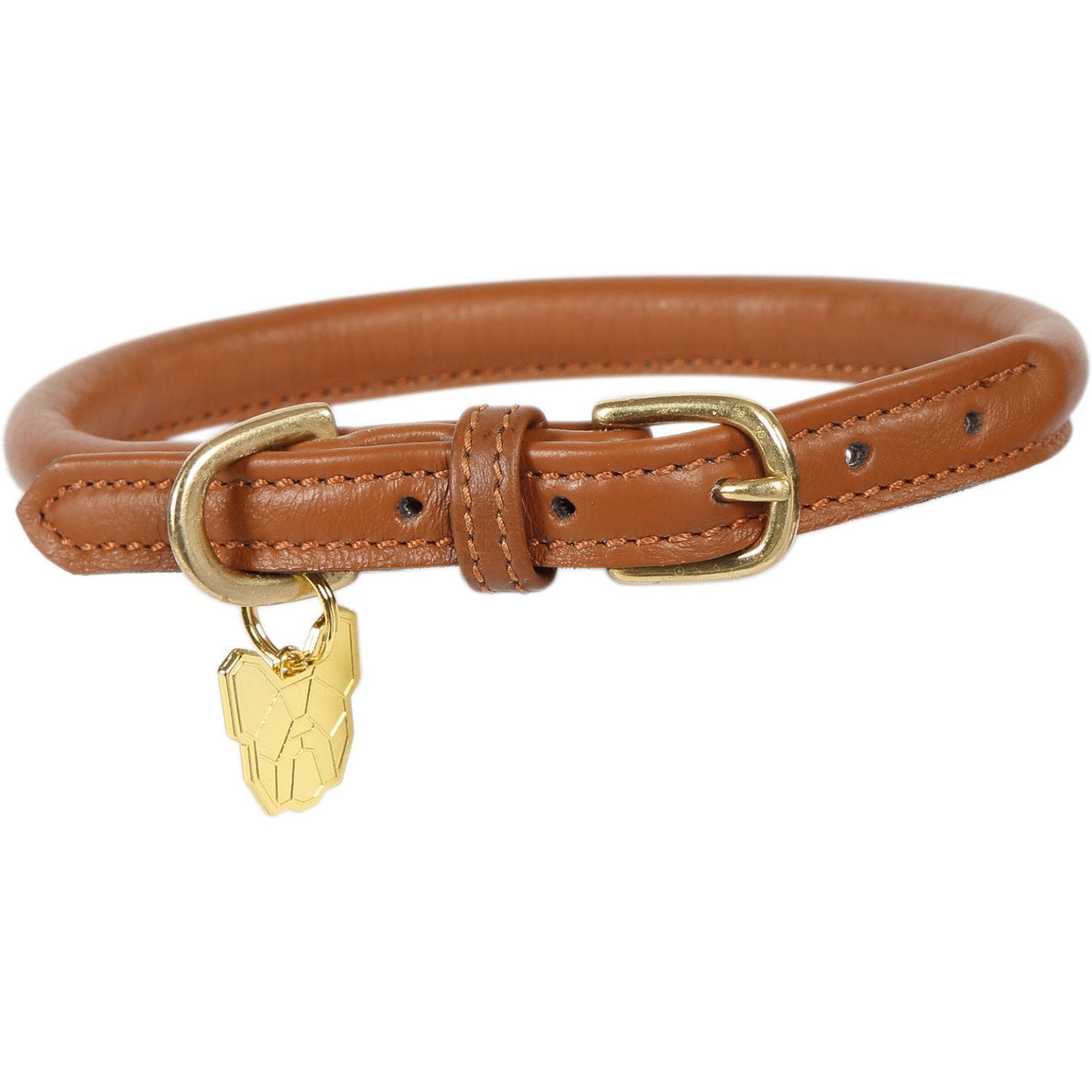 Digby & Fox Rolled Leather Dog Collar (X-Large, Tan)