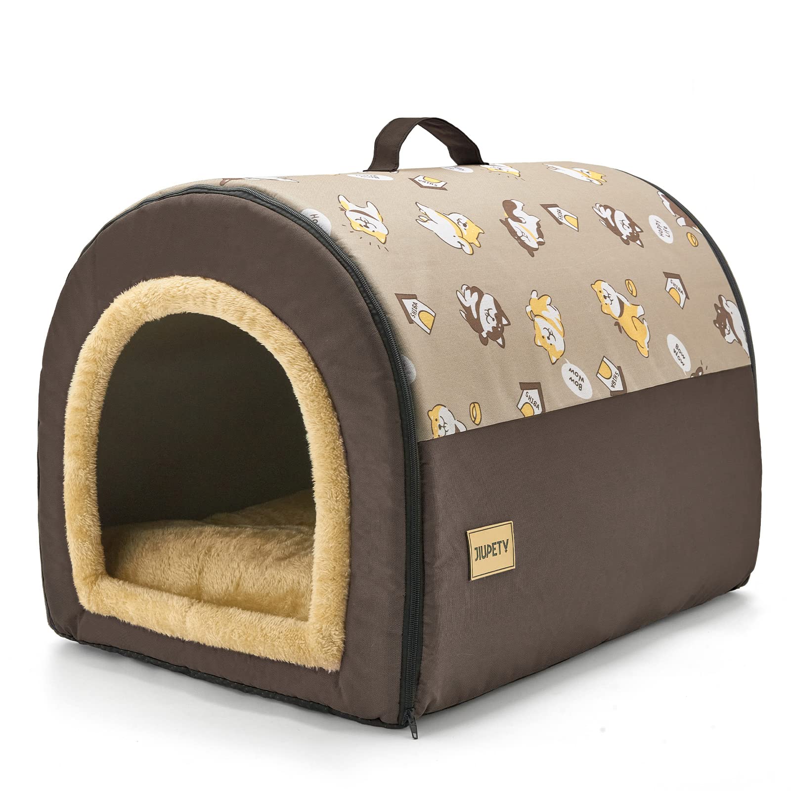 Jiupety Indoor Dog House, 2 In 1 Portable Foldable House Bed With Cover, Pet Tent & Cave Bed For Small Medium Dog, L(24''  18'' 