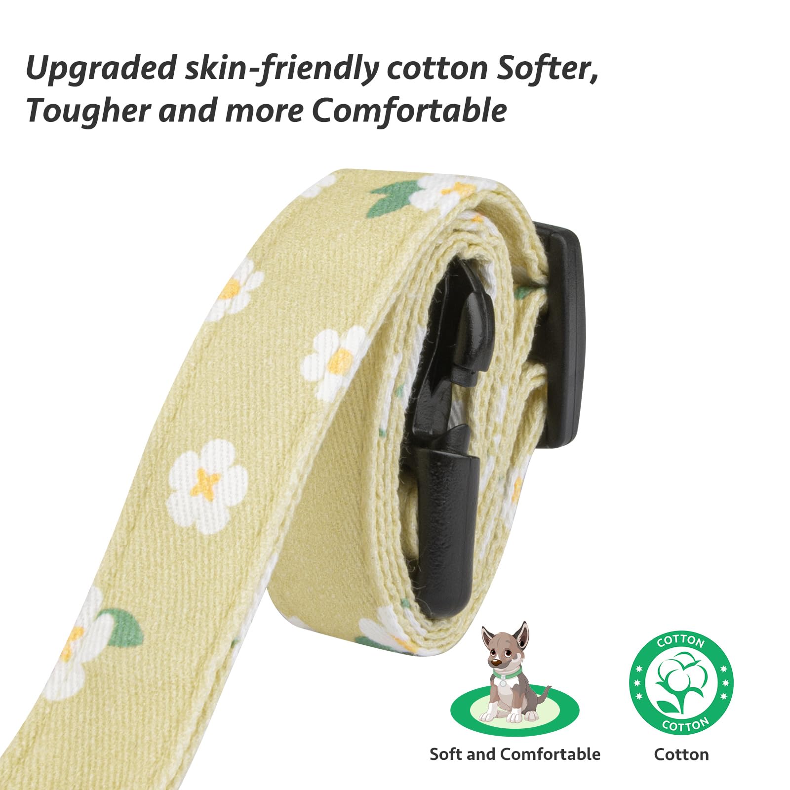 Cotton Handmade Dog Collar Cute And Distinctive Patterns Green Flower With Pendant For Girl Boy Dogs Collars M