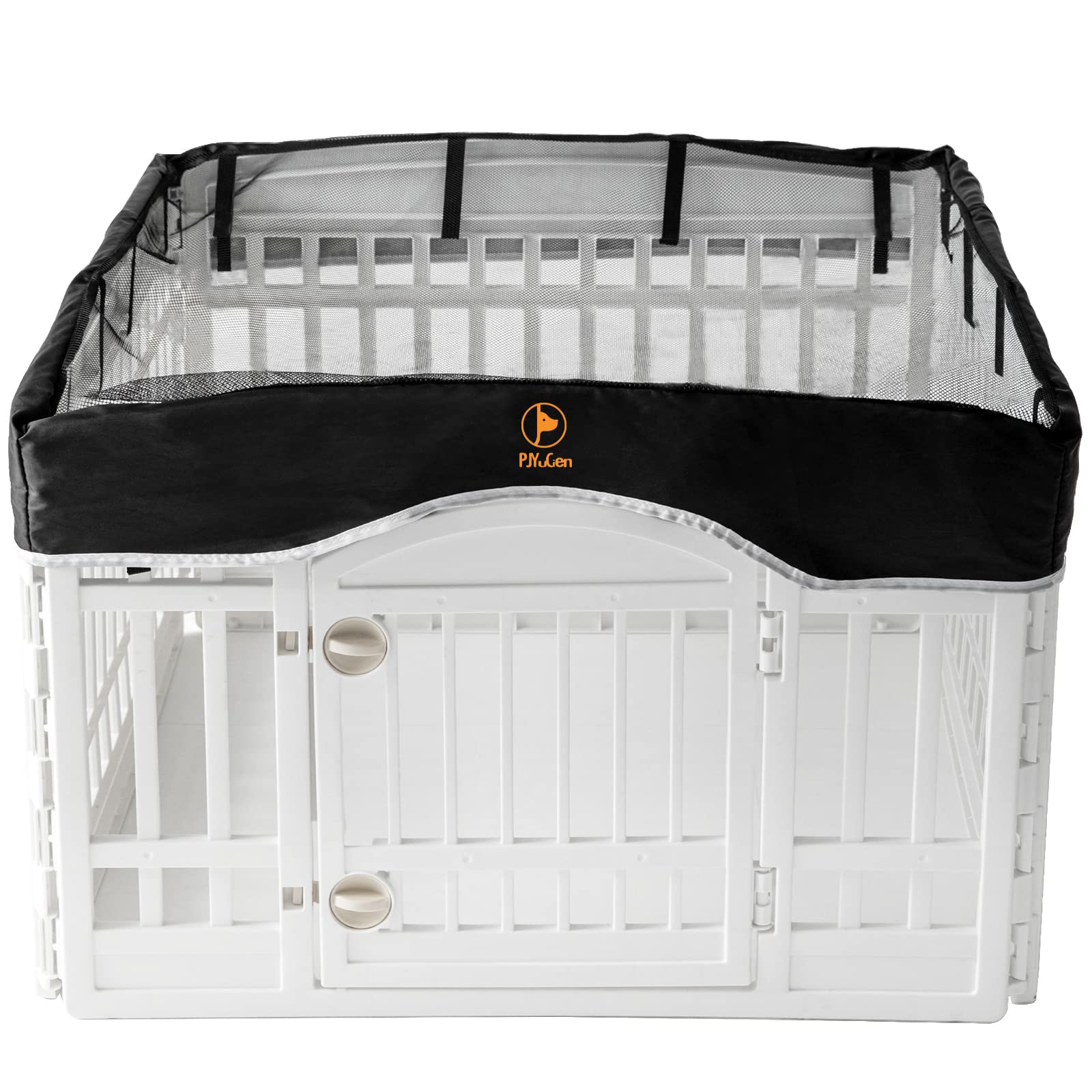 Pjyucien Dog Playpen Mesh Top Cover, Fits 36 Inch 4 Panels Regular Square Plastic Exercise Pet Pen, Telescopic Buckles Connectio