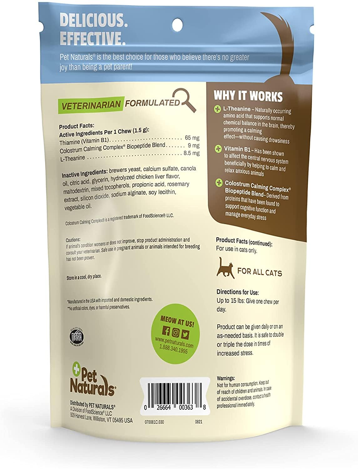 Pet Naturals Calming Chews for Cats, 30 Chews - Behavioral Support and Anxiety Relief for Travel, Boarding, Vet Visits and High