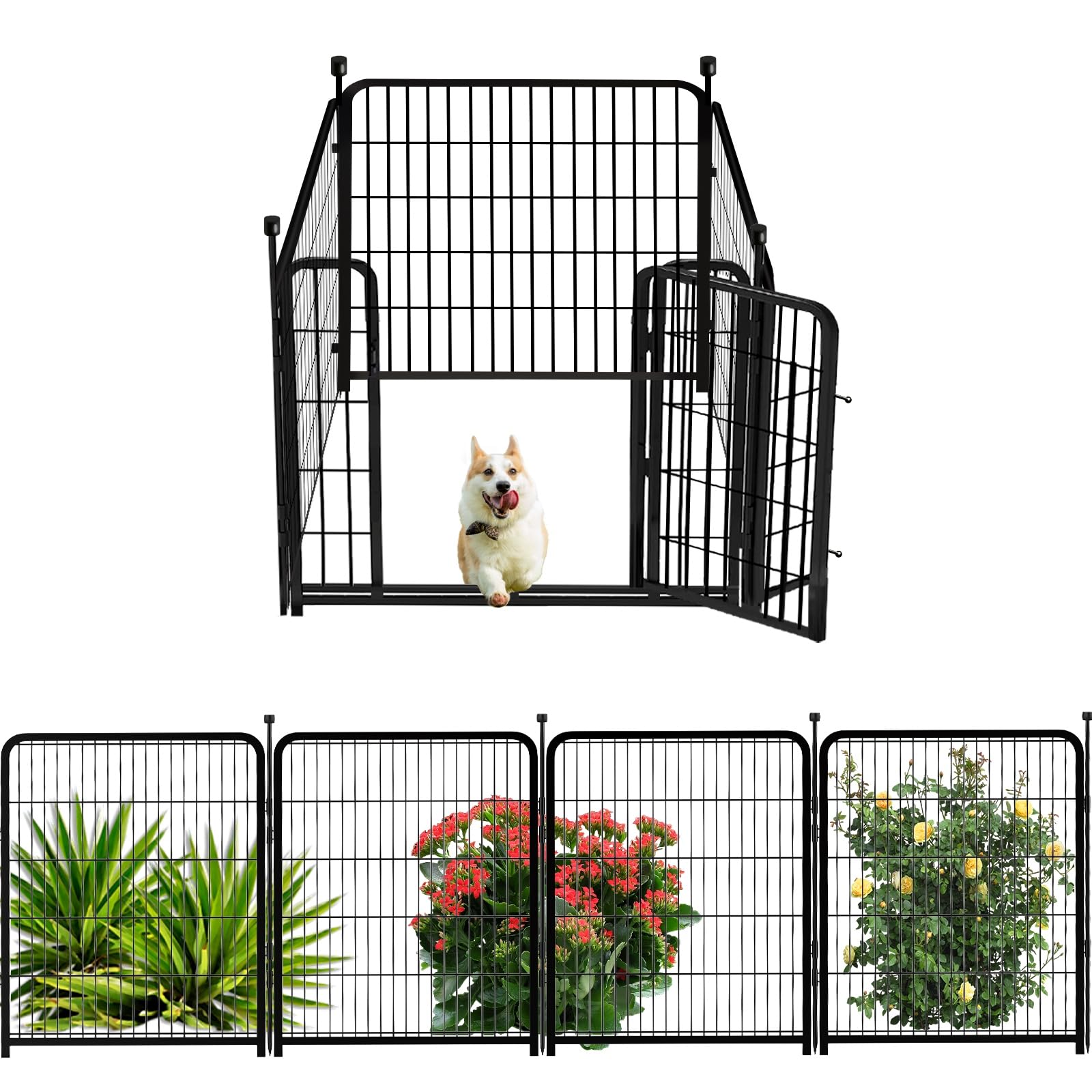 Getlay Dog Playpen 48 inch(H) 4 Panels Dog Fence Outdoor for Yard. Metal Dog Pen Heavy Duty Pet Puppy Exercise Pen for Rv Campin