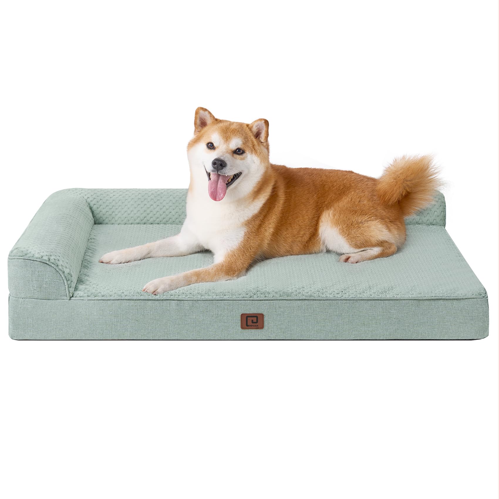 Eheyciga Memory Foam Orthopedic Dog Beds Large Sized Dog With Waterproof Lining, Washable Dog Sofa Bed With Removable Cover And Nonskid Bottom For Crate Pet Couch Bed, 35X23 Inches, Greyish Green
