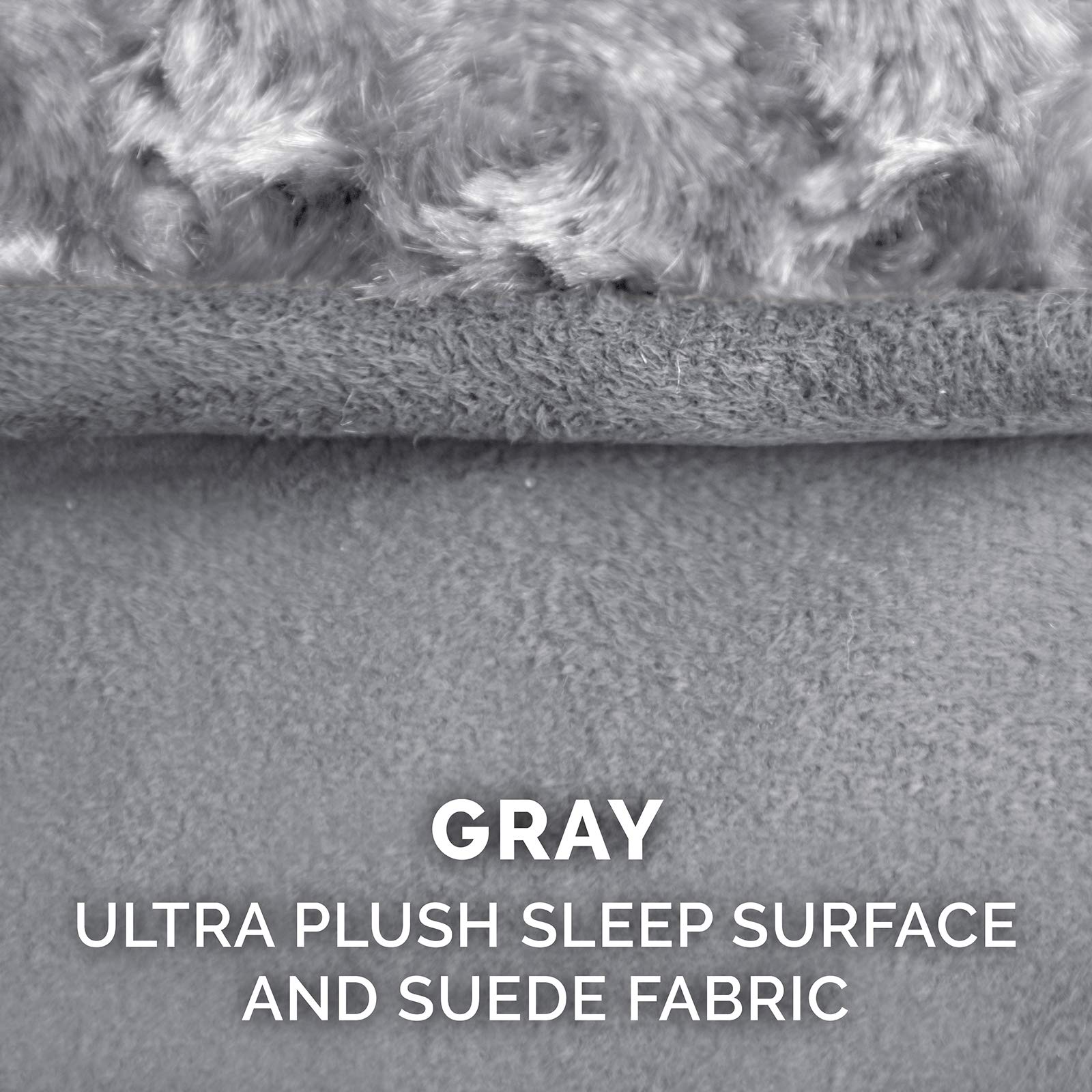 Furhaven Replacement Dog Bed Cover Ultra Plush Faux Fur & Suede Contour Luxe Lounger, Machine Washable - Gray, Jumbo (X-Large)