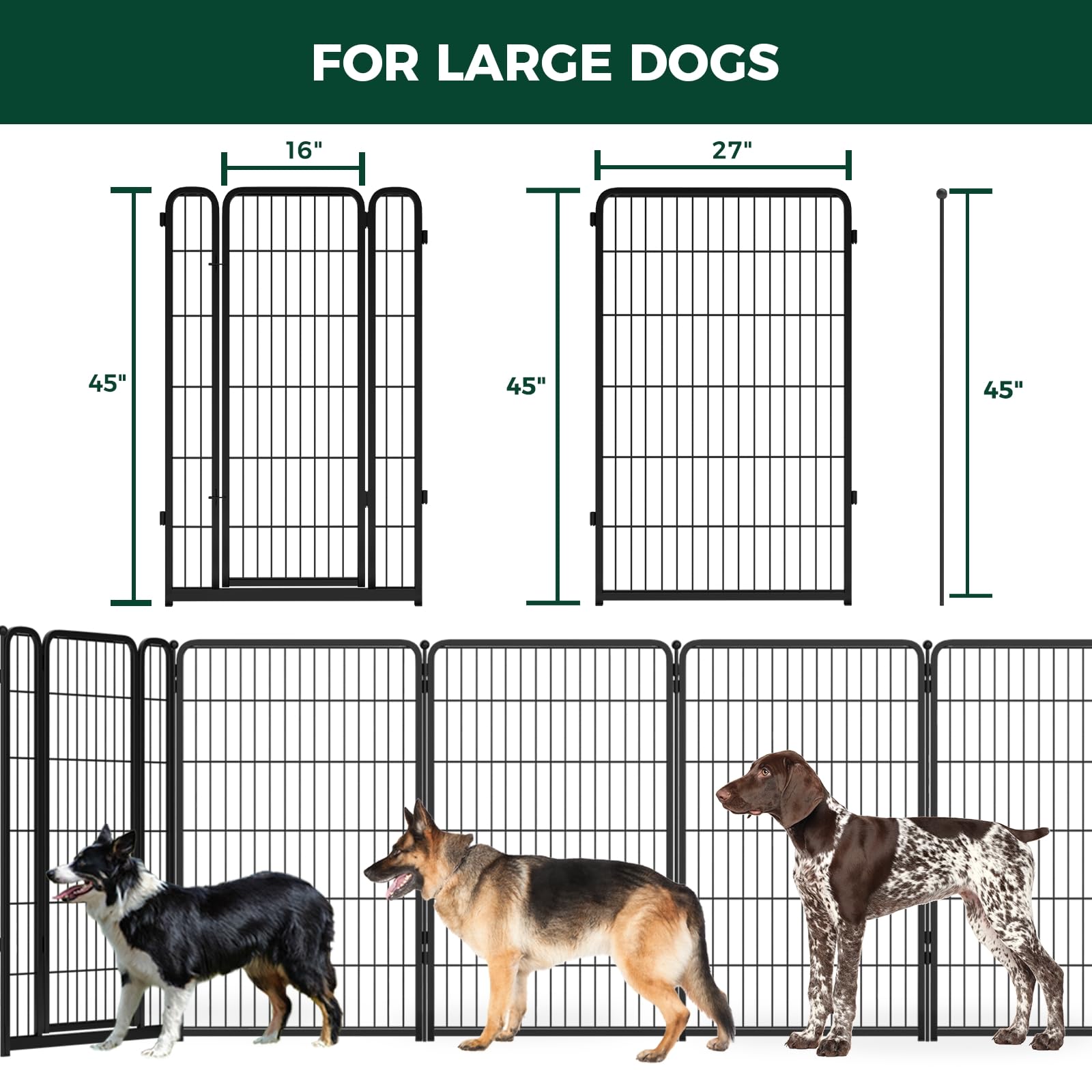 Fxw Homeplus Indoor Dog Playpen - Stress-Free And Safe Play, 45 Inch 6 Panels For Large Dogs, Black│Patented