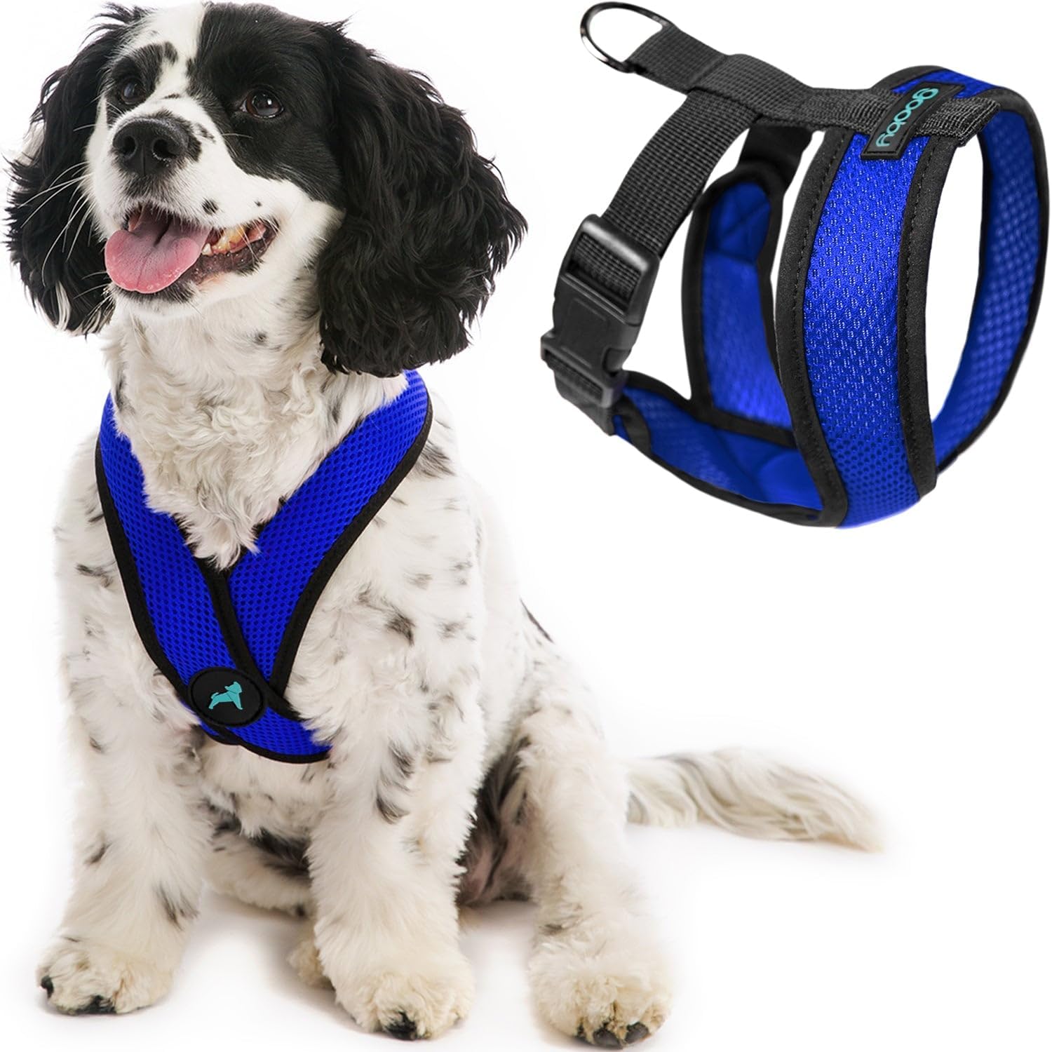 Gooby Comfort X Head In Harness - Blue, X-Large - No Pull Small Dog Harness Patented Choke-Free X Frame - Perfect On The Go Dog