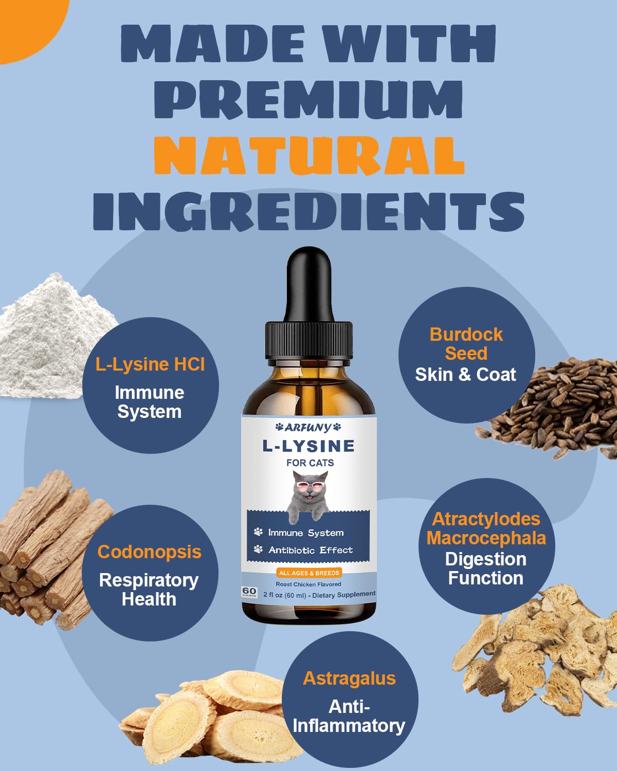 Lysine for Cats - 2 Packs Cat Lysine Drops - Sneezing Treatment, Nasal Relief - Feline Upper Respiratory Infection, Runny Nose,