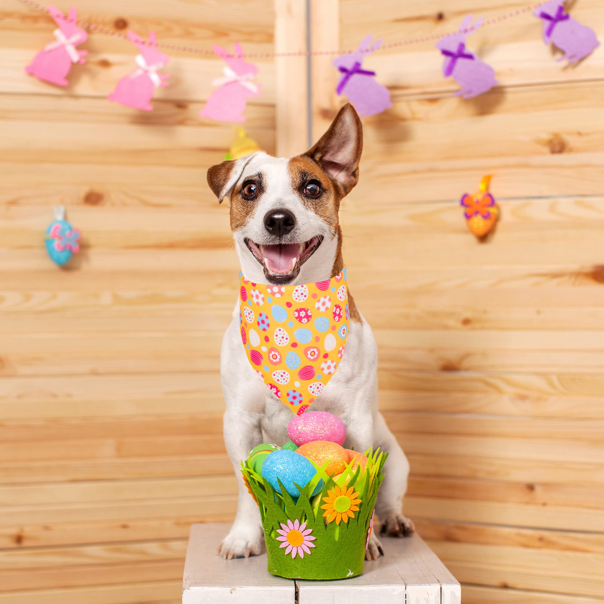 Ptdecor Easter Dog Bandana 2 Pack, Reversible Dog Holiday Festival Scarf, Multi Size, Easter Bandanas For Medium Large Dogs Pets